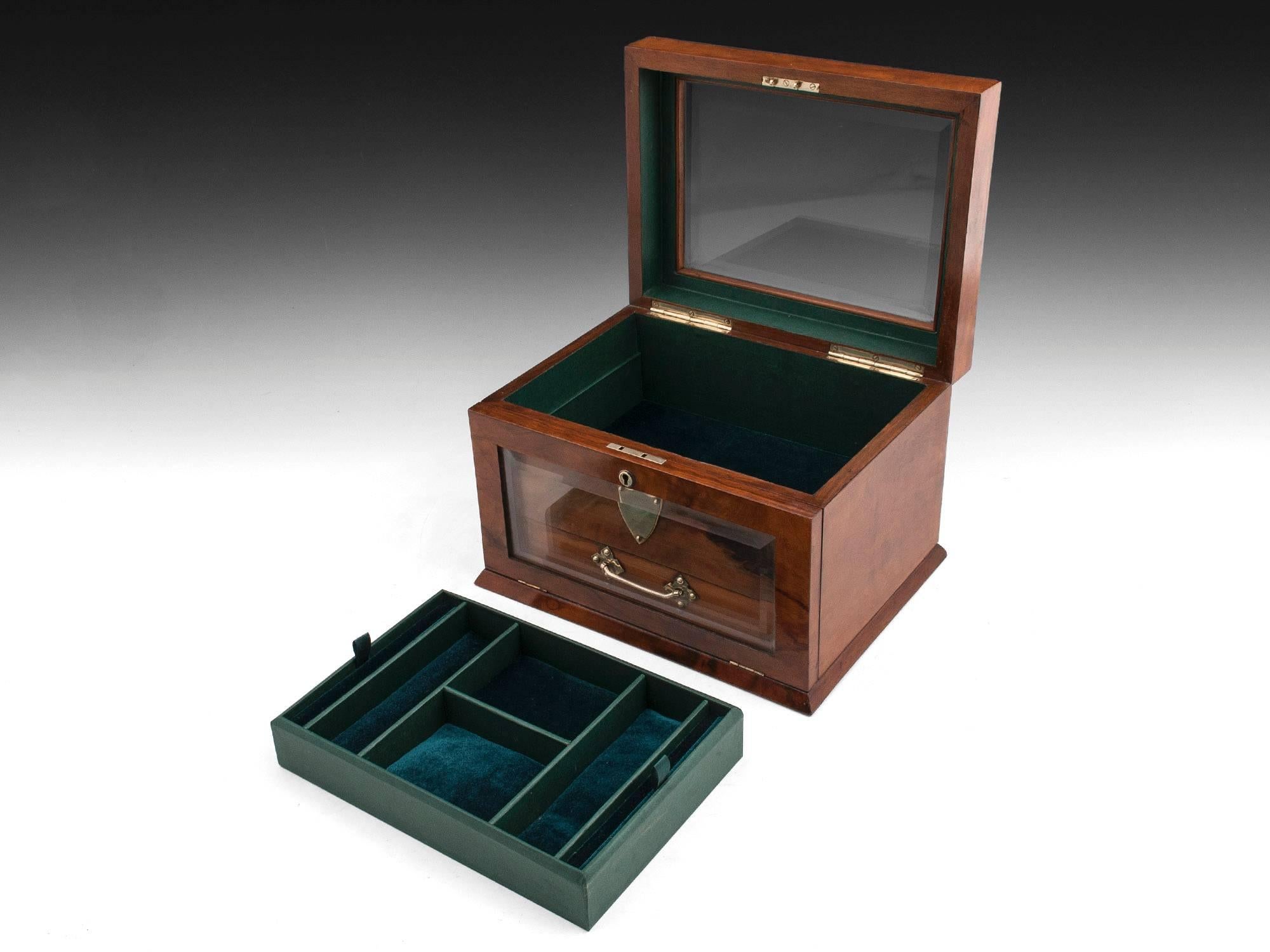 Antique Glazed Walnut Jewellery Box 3