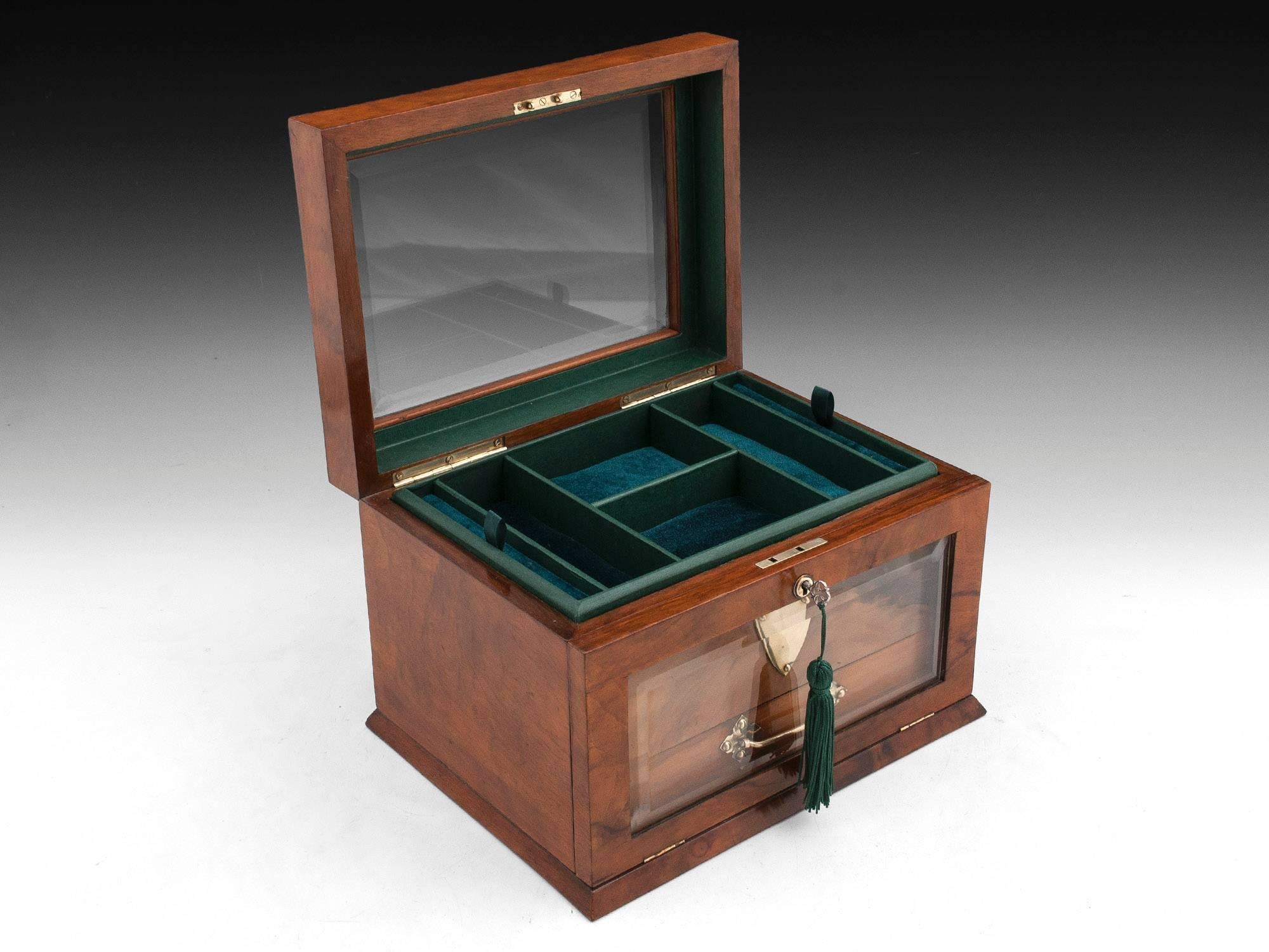 Antique Glazed Walnut Jewellery Box 4