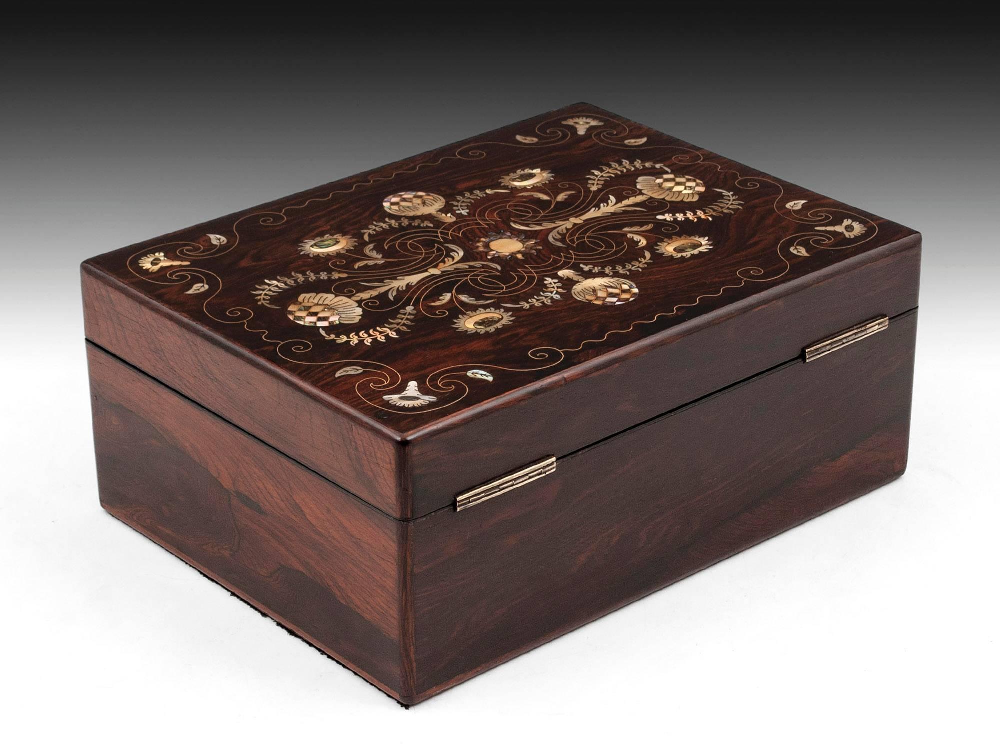 19th Century Antique Rosewood Jewelry Box