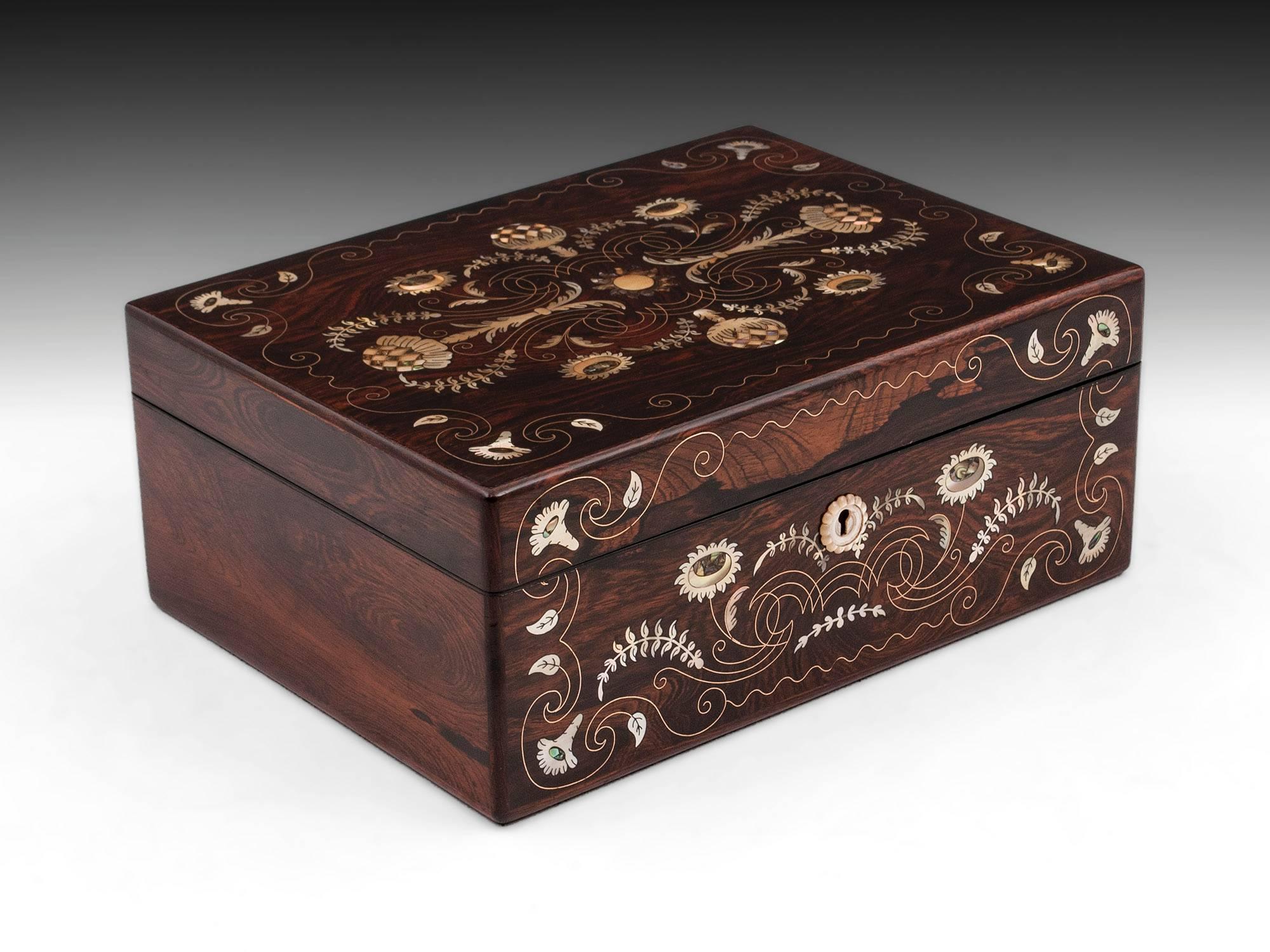 Antique Rosewood Jewelry Box In Excellent Condition In Northampton, United Kingdom