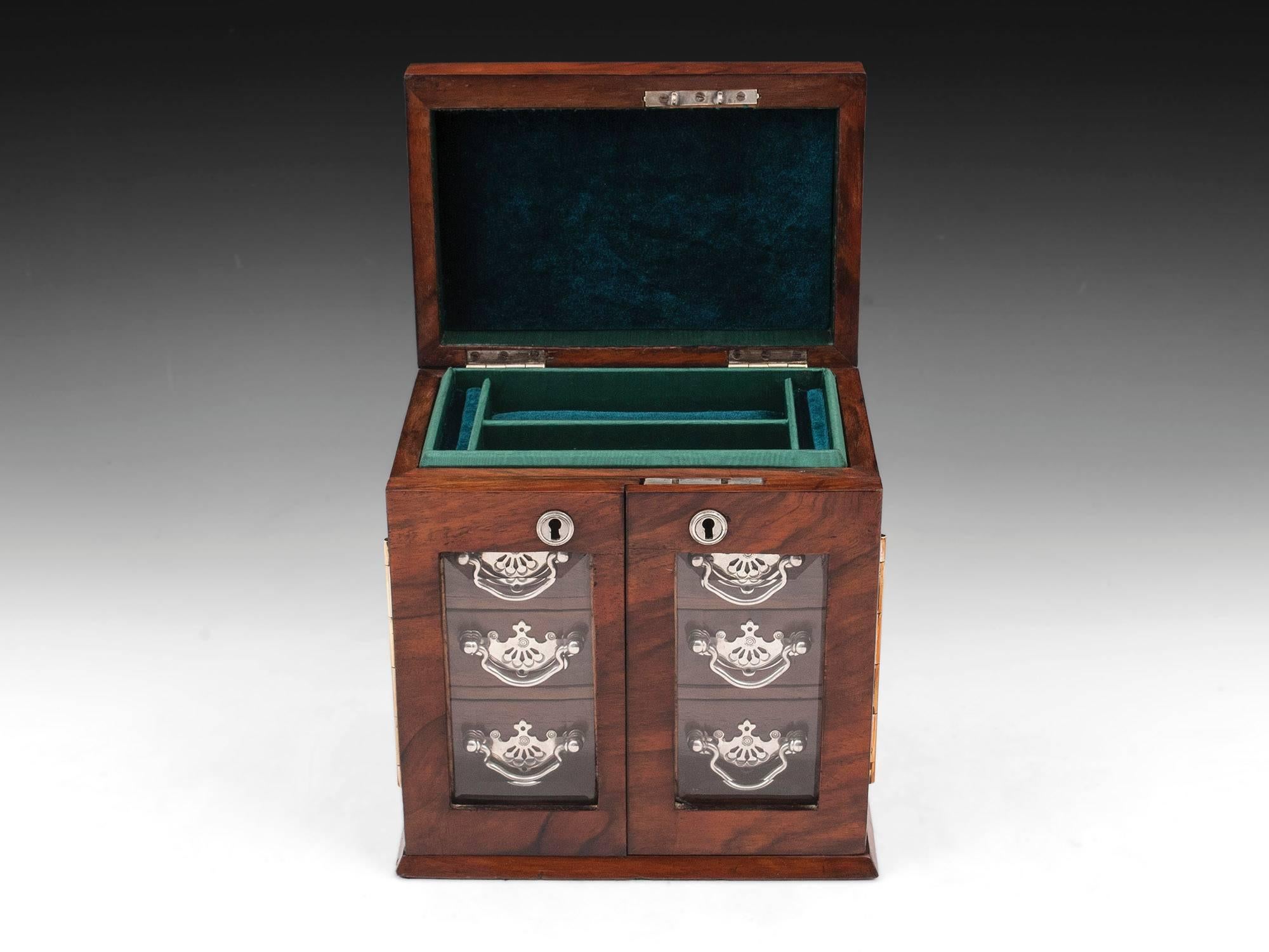 Antique Walnut Jewelry Cabinet 1