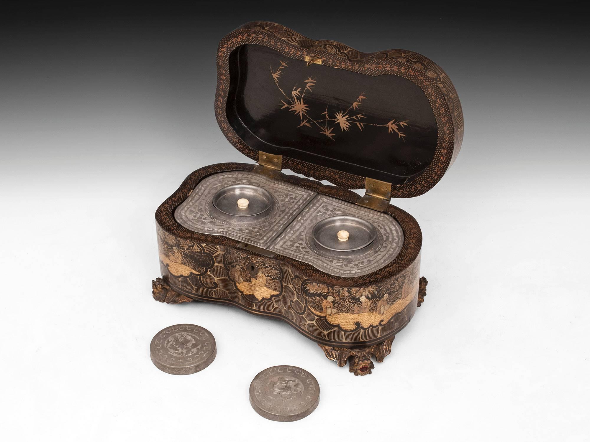 19th Century Lacquer Chinese Tea Caddy 1