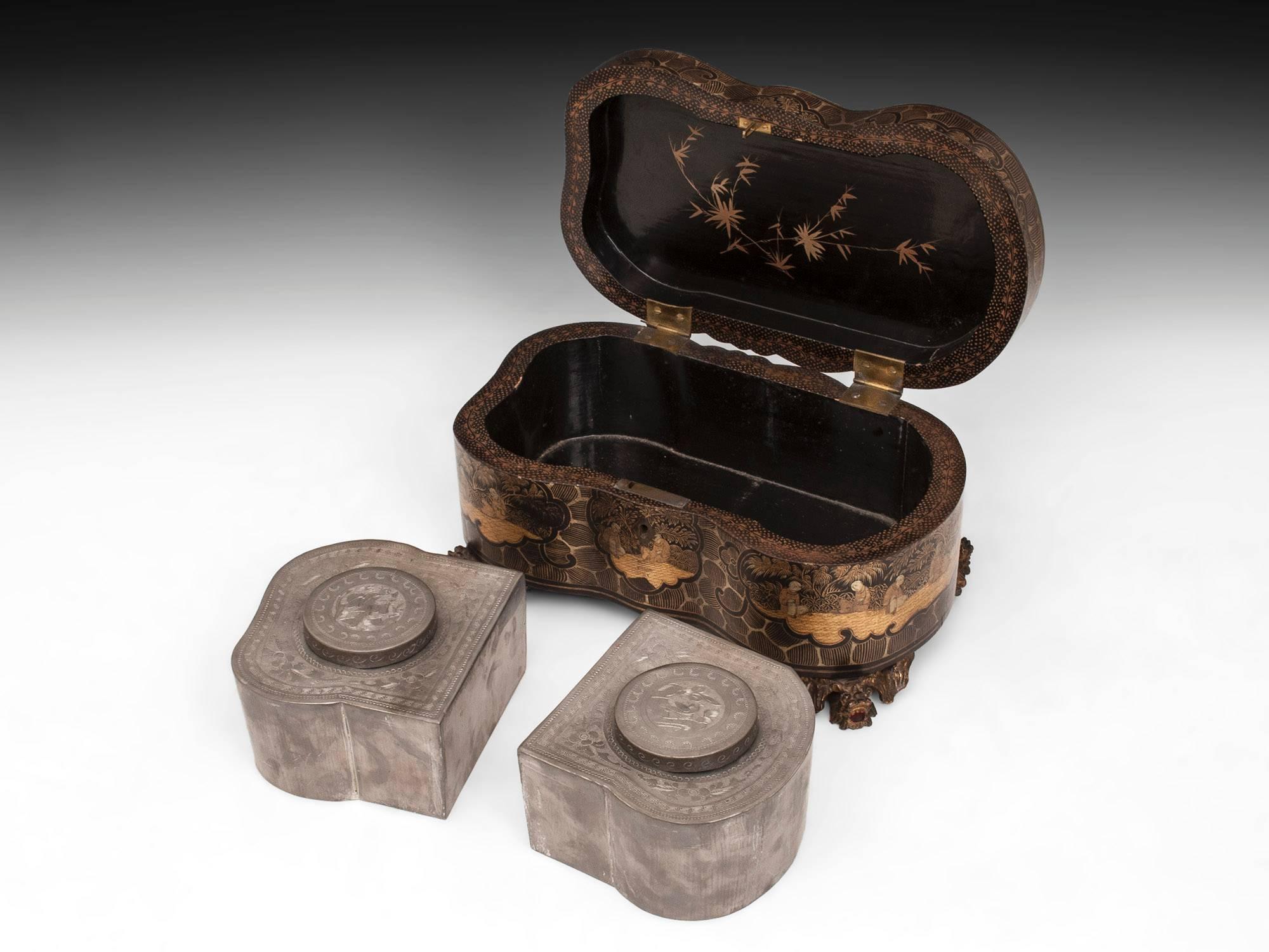 19th Century Lacquer Chinese Tea Caddy 3