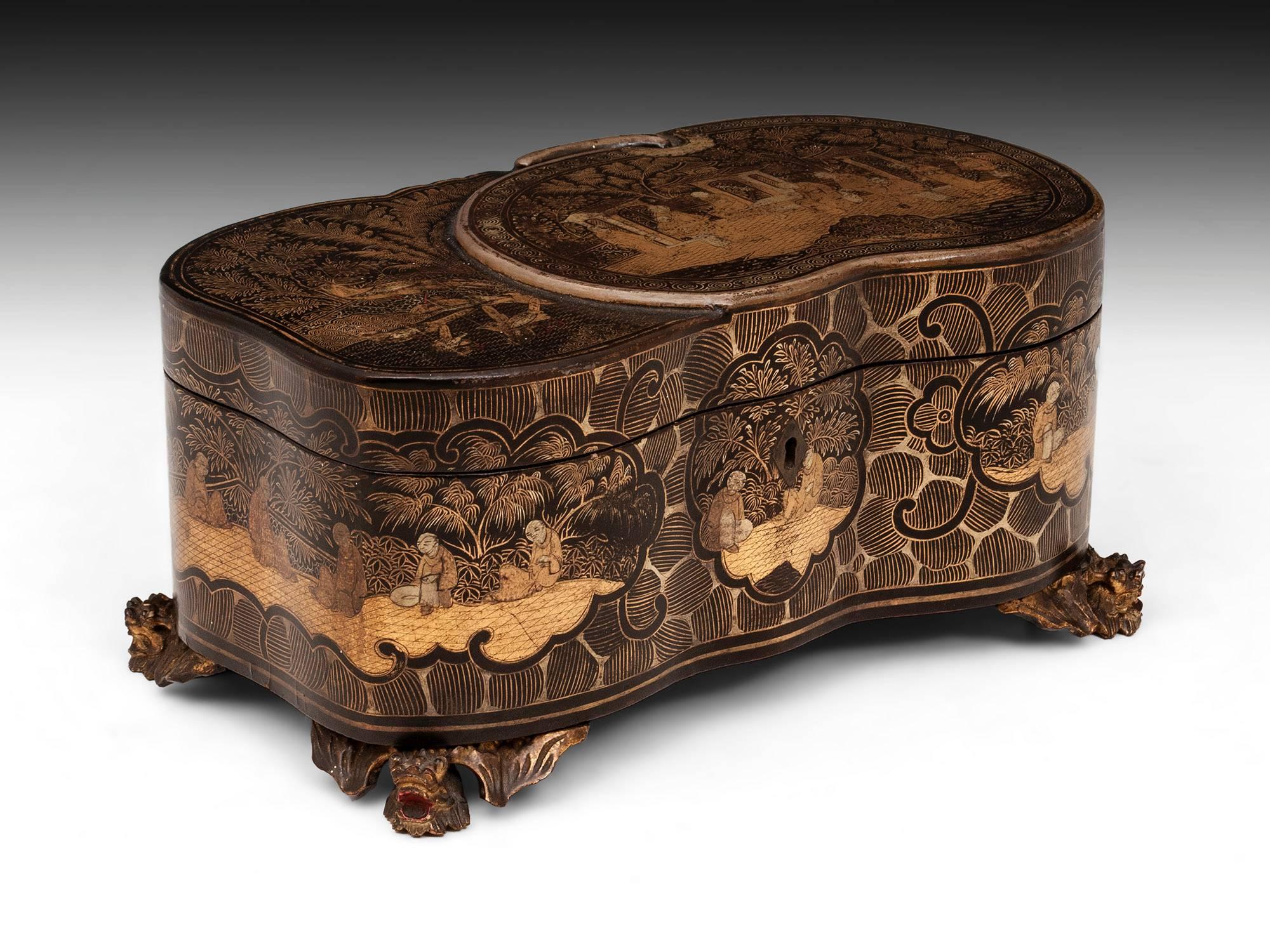 Victorian 19th Century Lacquer Chinese Tea Caddy