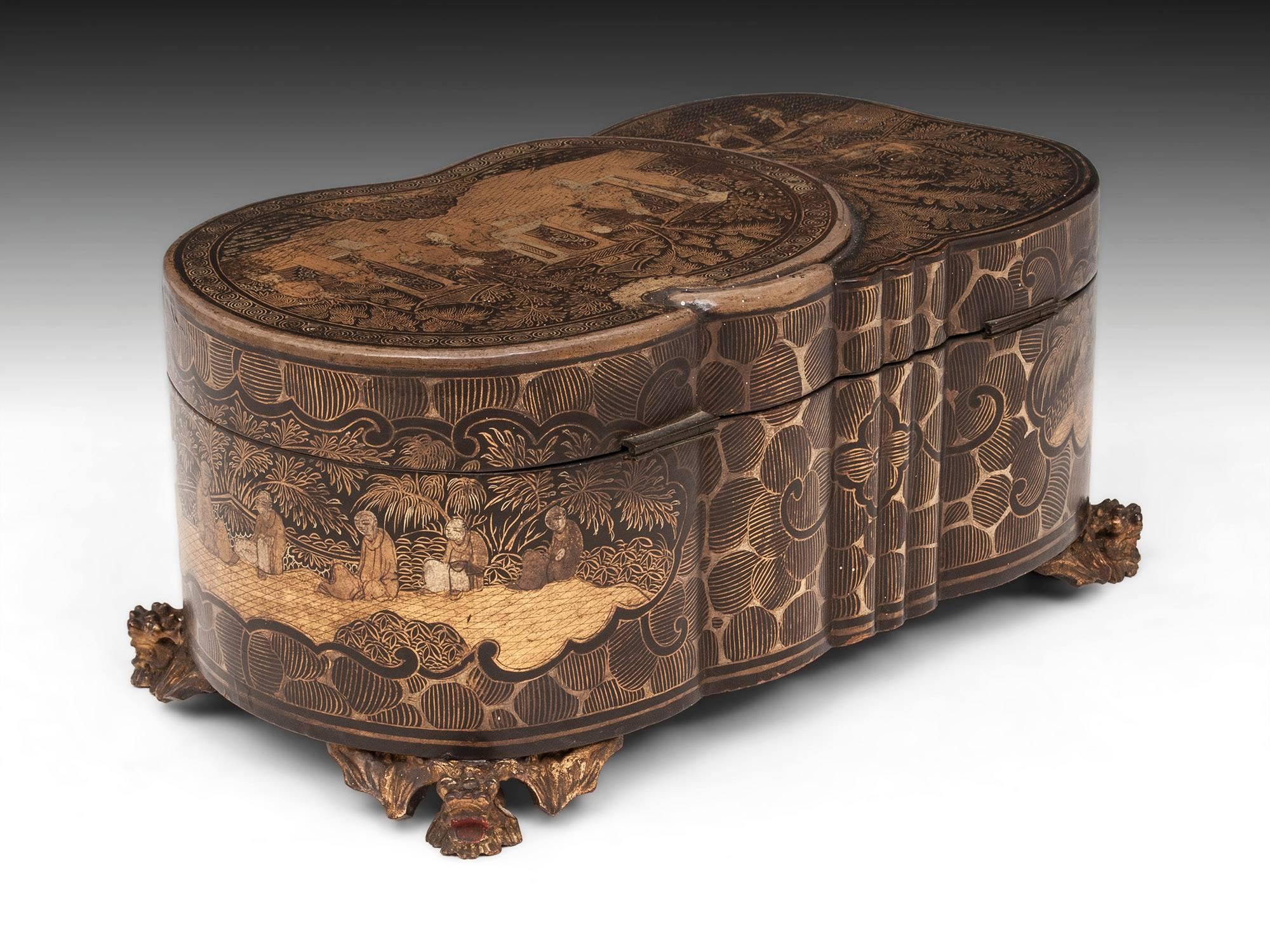 British 19th Century Lacquer Chinese Tea Caddy