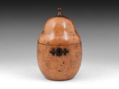 Antique 19th Century Fruitwood Pear Tea Caddy