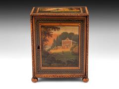 19th Century George III Painted Tunbridge Cabinet