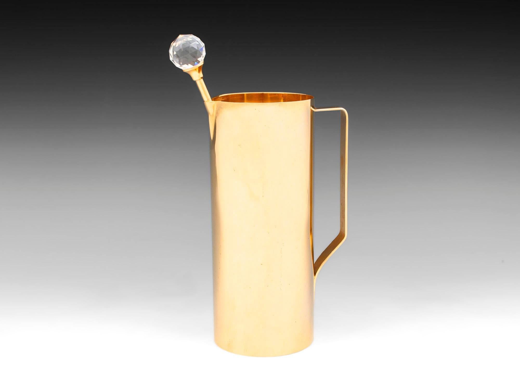 Art Deco Vintage Italian Gold-plated Cocktail Pitcher by Valerio Albarello For Sale