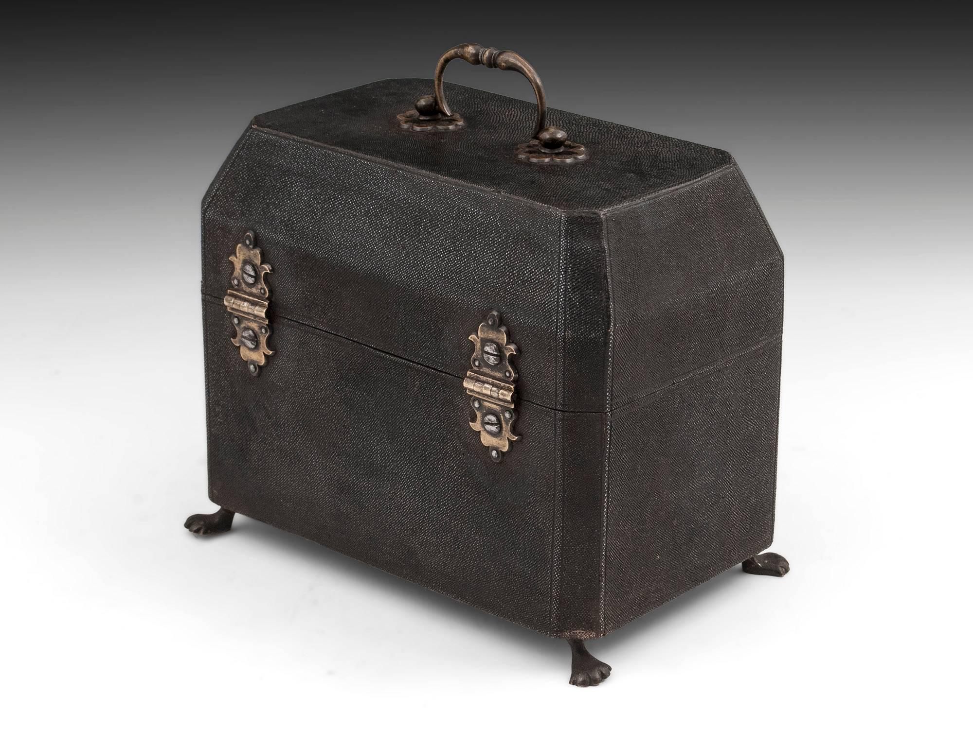 18th Century Shagreen and Silver Tea Chest In Excellent Condition In Northampton, United Kingdom