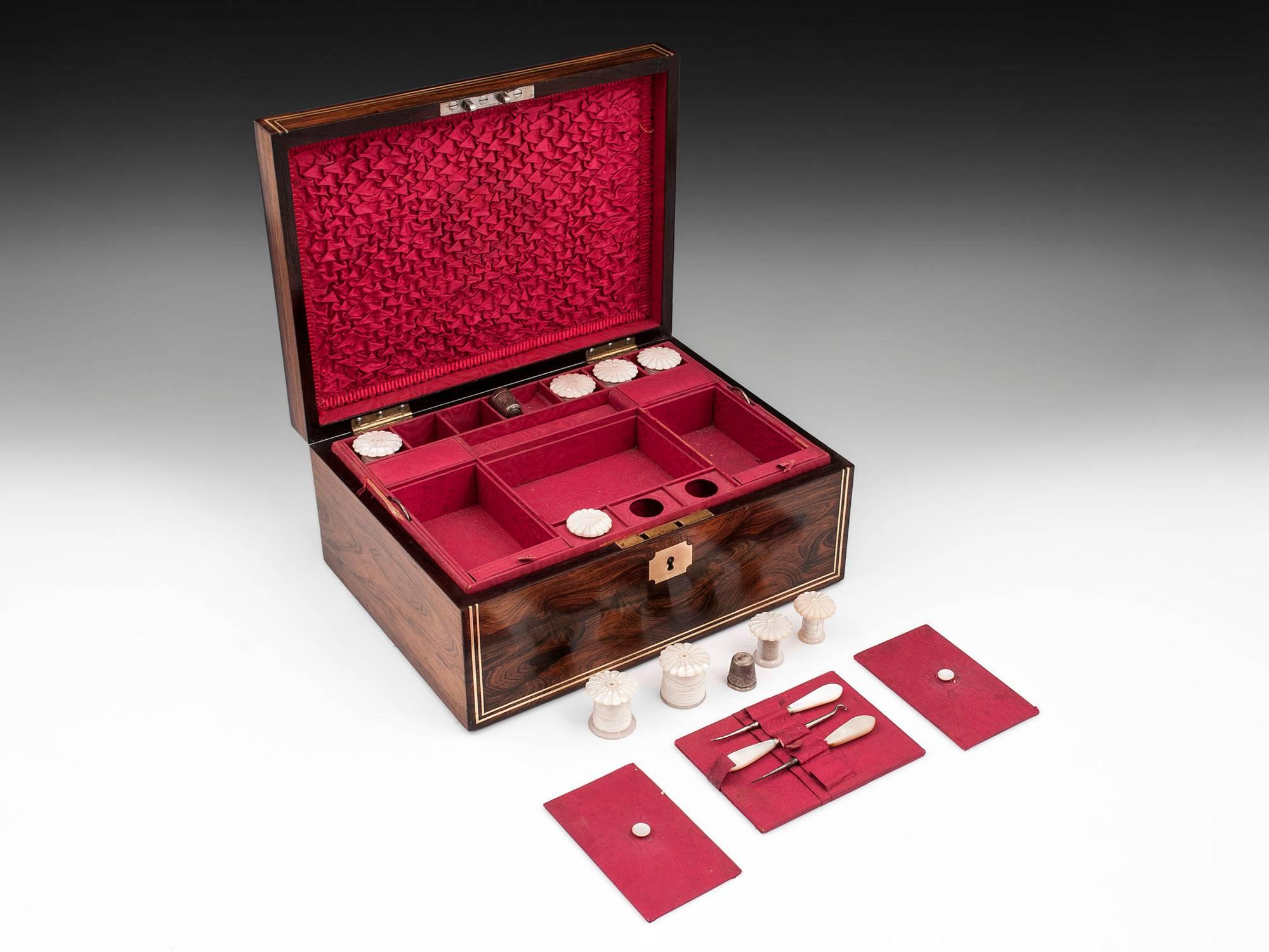 19th Century Figured Mahogany Sewing Box For Sale 2