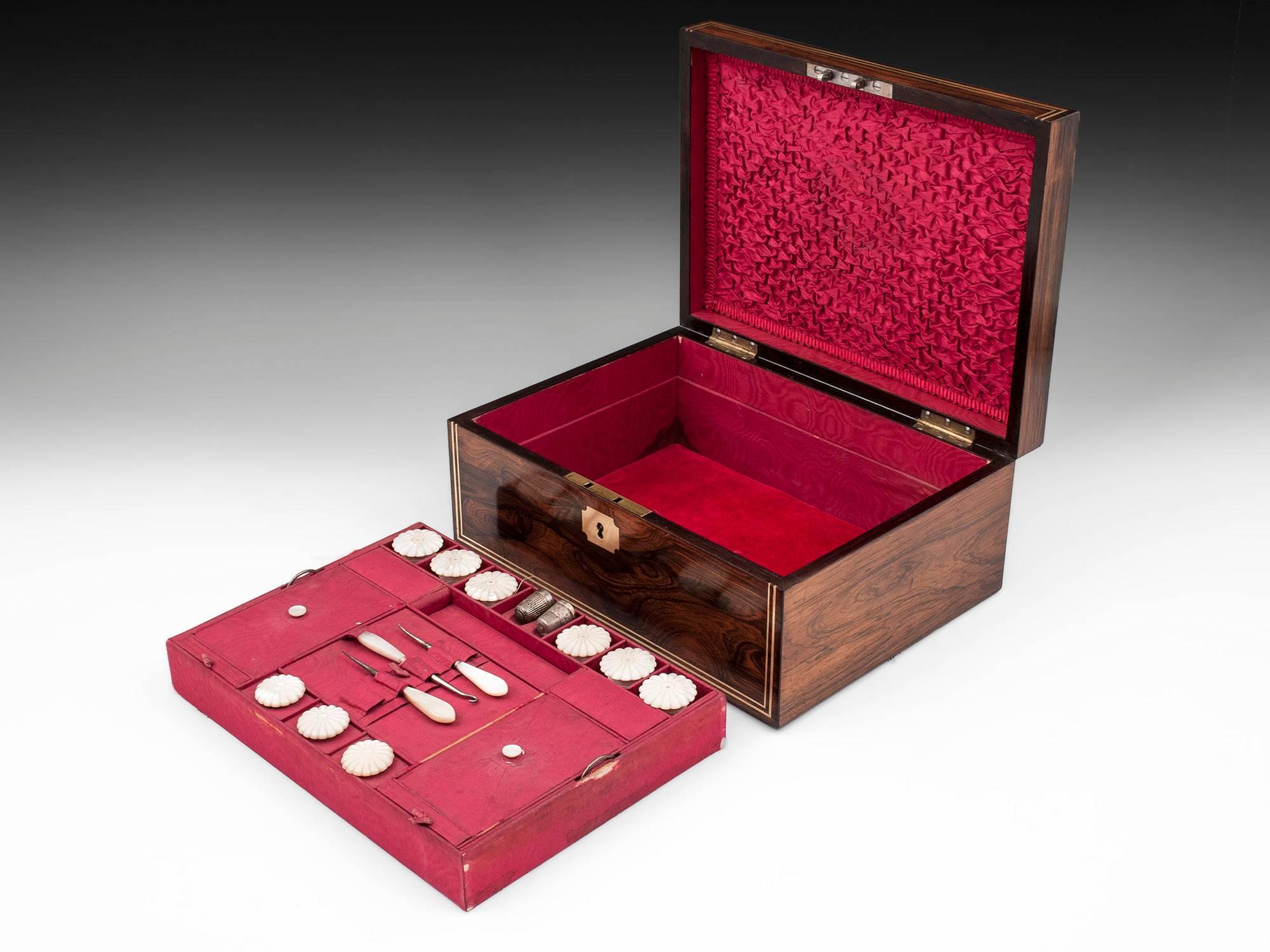19th Century Figured Mahogany Sewing Box For Sale 1