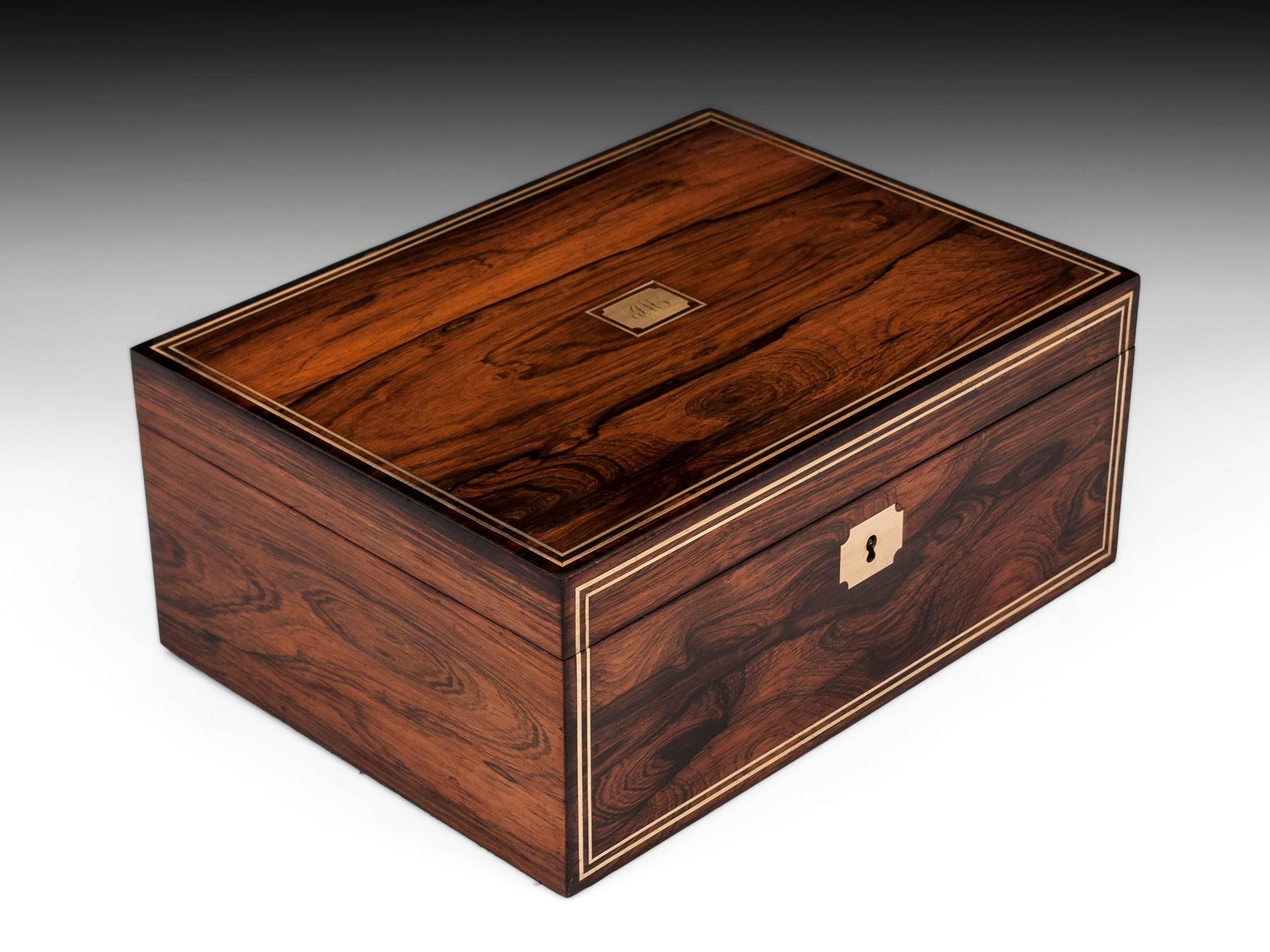 British 19th Century Figured Mahogany Sewing Box For Sale