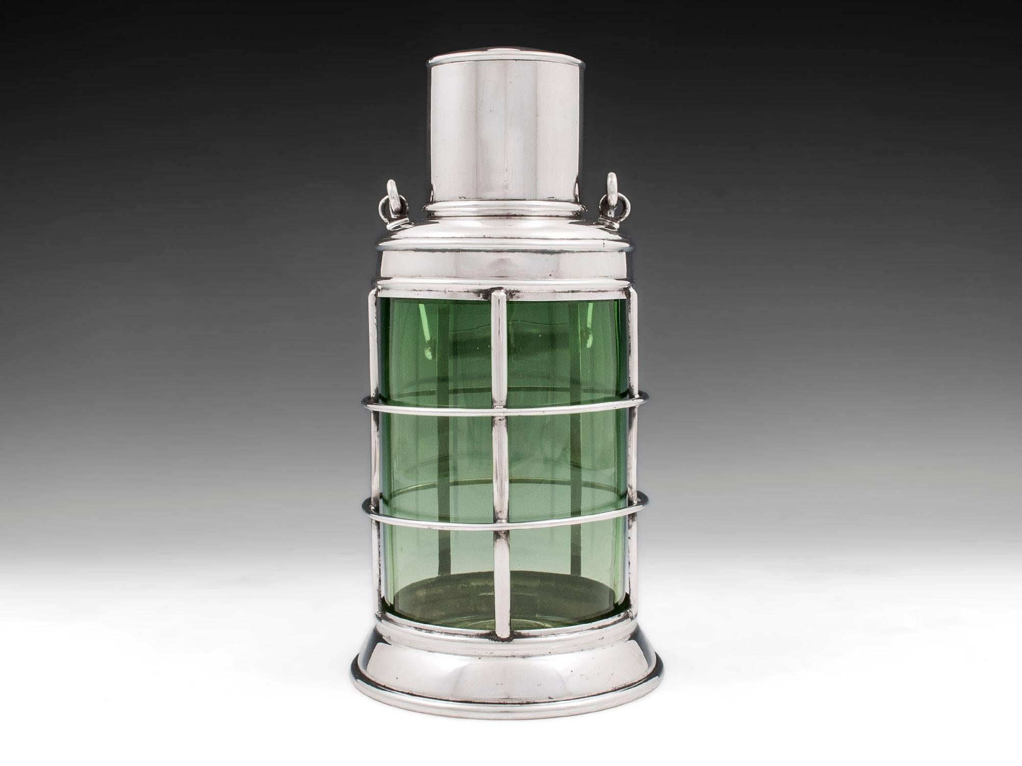 British Art Deco Novelty Silver-plate Lantern Cocktail Shaker