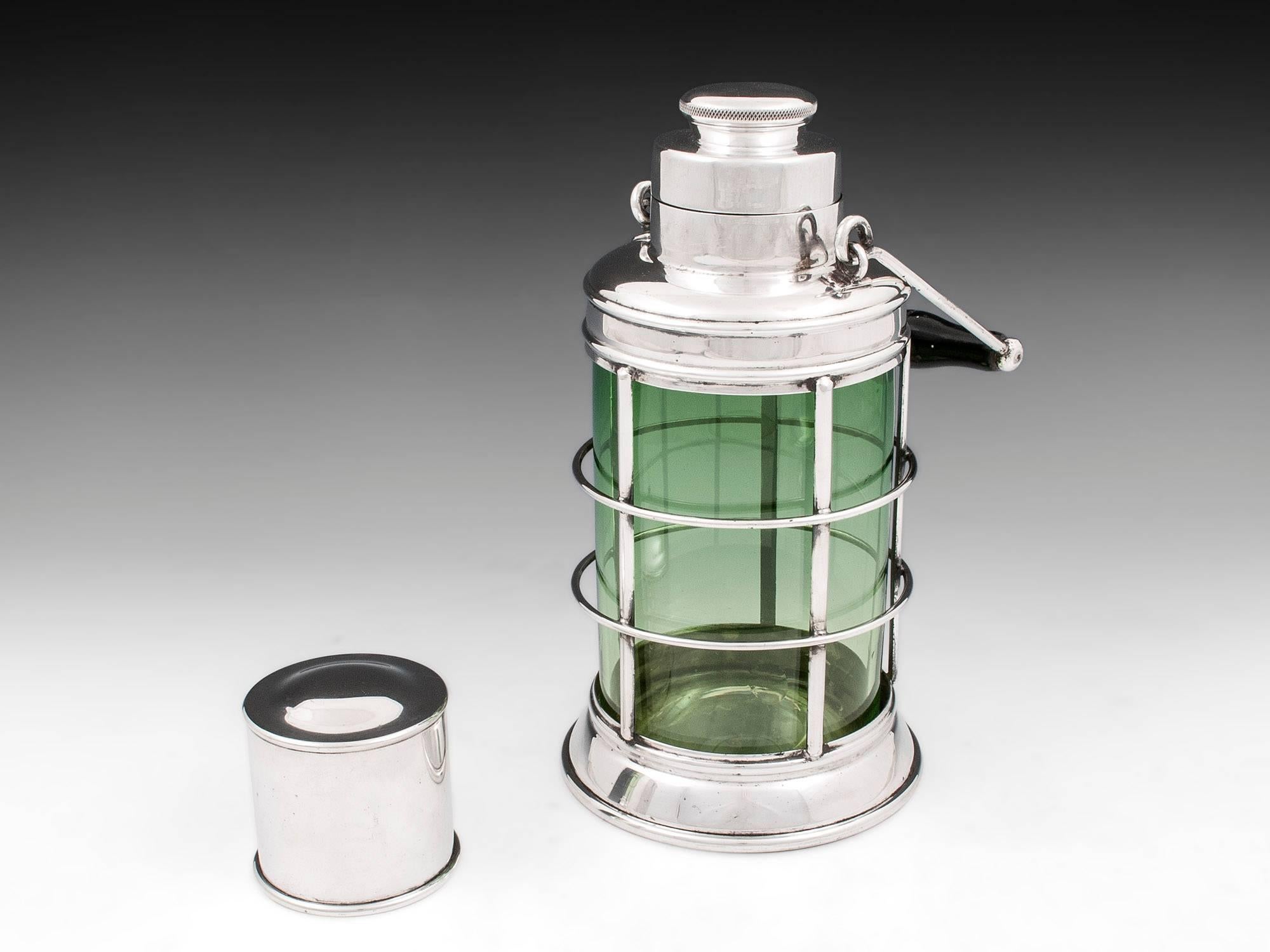 Art Deco Novelty Silver-plate Lantern Cocktail Shaker In Good Condition In Northampton, United Kingdom
