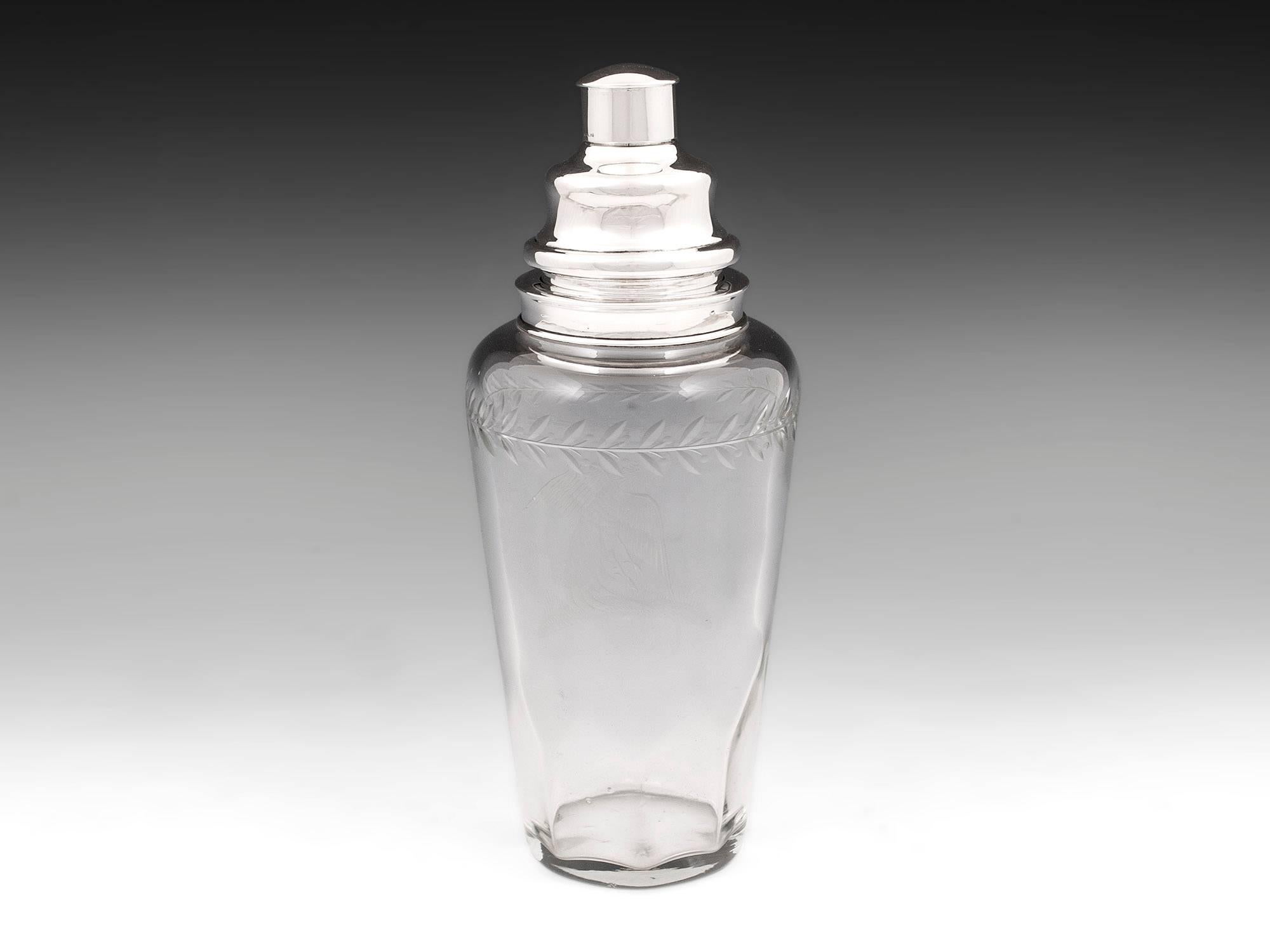 French Sterling Silver Cut-glass Cocktail Shaker