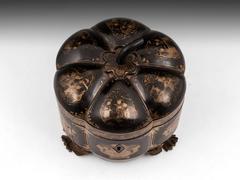 Chinese Lacquer Melon Shaped Tea Chest Tea Caddy
