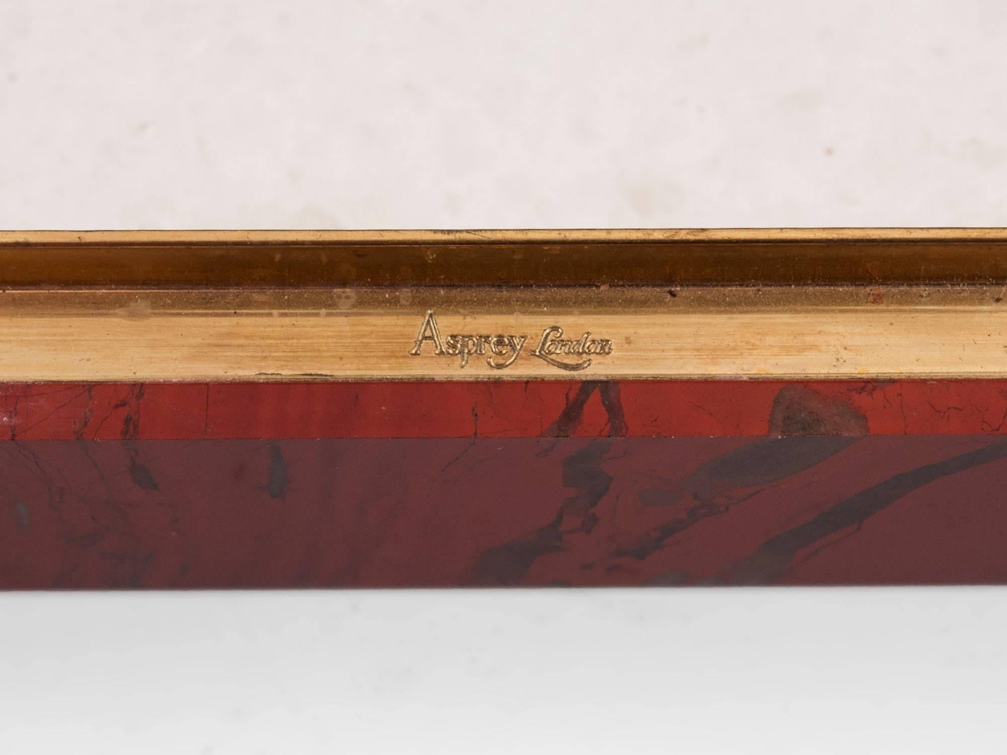 Asprey & Co Vintage Jasper four-piece Desk Set Photo Frame Lighter Ashtray Box 4
