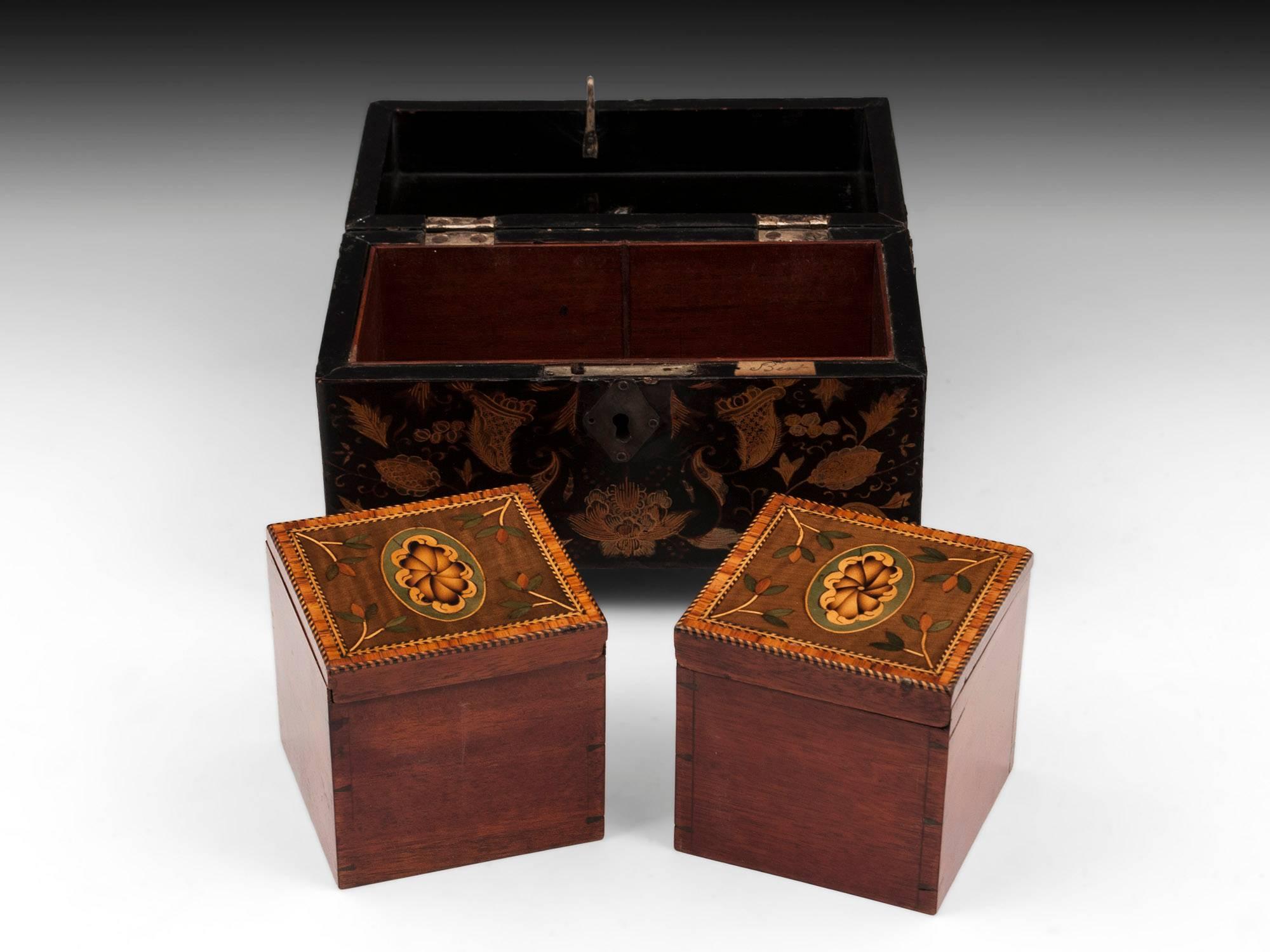 British Lacquer Tea Chest Tea Caddy