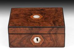 Burr Walnut 19th Century Velvet Padded Jewellery Watch Box
