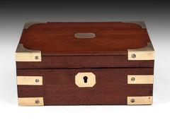 Antique Mahogany and Brass Military Watch Box