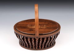 Antique Sewing Basket with shaped Sycamore Handle
