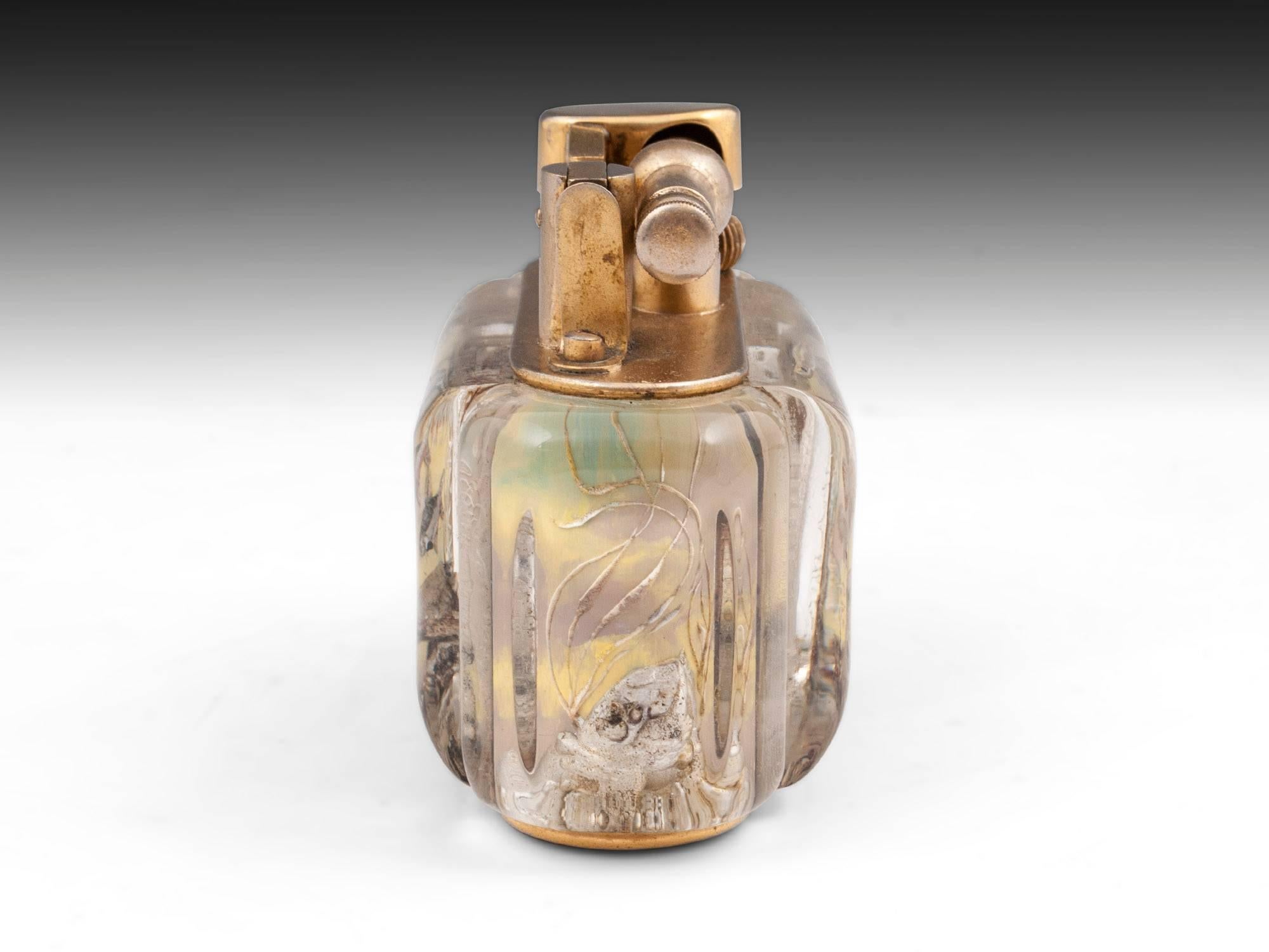 Dunhill Half-giant Carved Lucite Aquarium Table Lighter 1