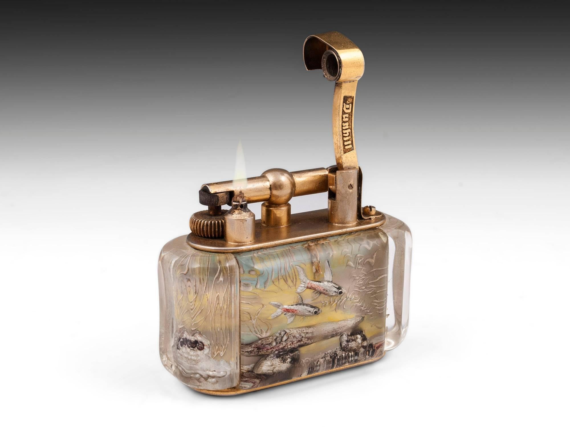 Dunhill Half-giant Carved Lucite Aquarium Table Lighter 3