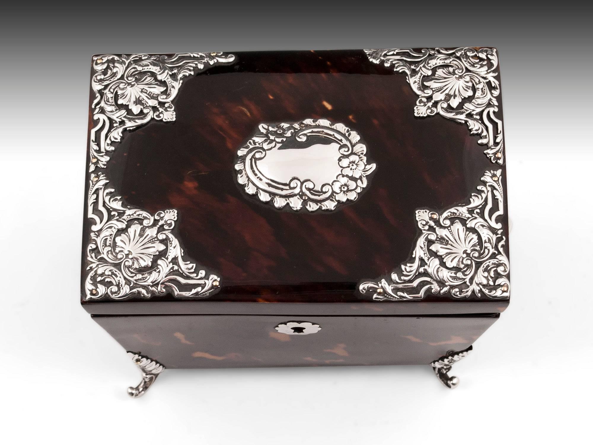 Great Britain (UK) Tortoiseshell and Silver Tea Caddy