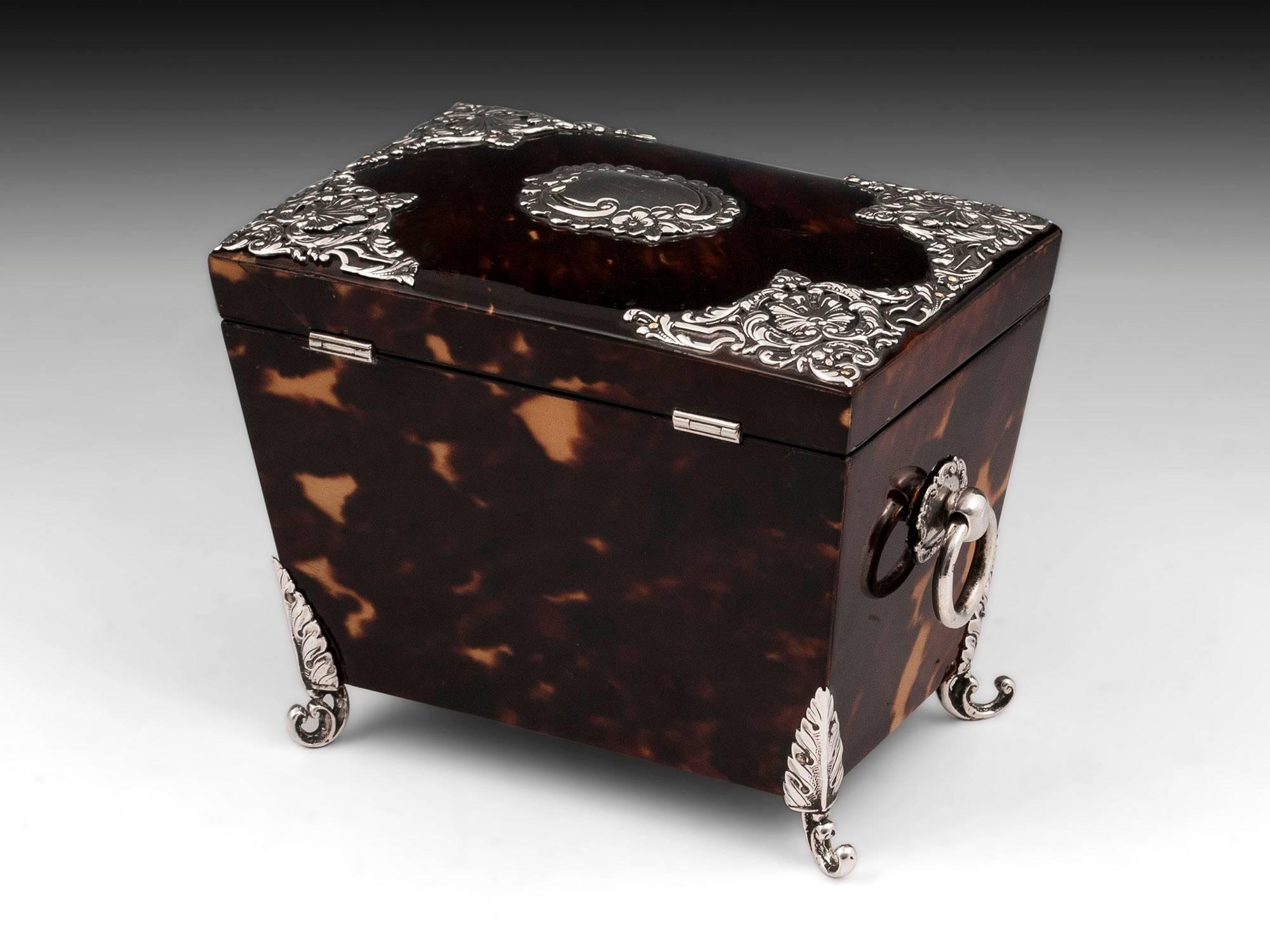 19th Century Tortoiseshell and Silver Tea Caddy