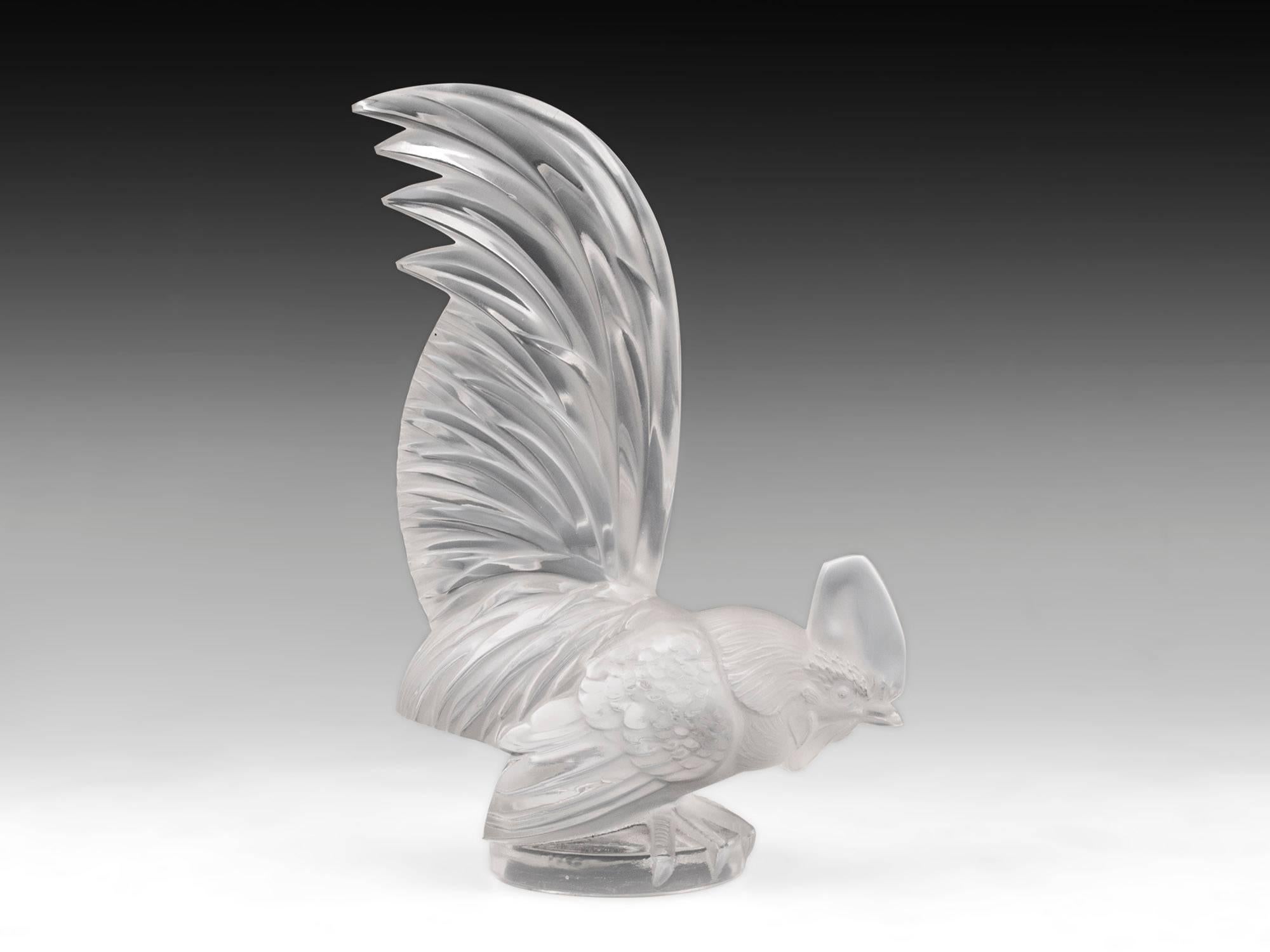 Other Lalique Coq Nain Cockerel Glass Car Mascot For Sale