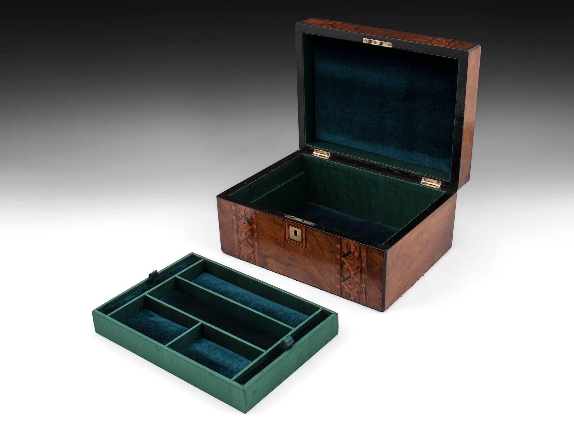 19th Century Tunbridge Style Victorian Walnut Jewelry Box