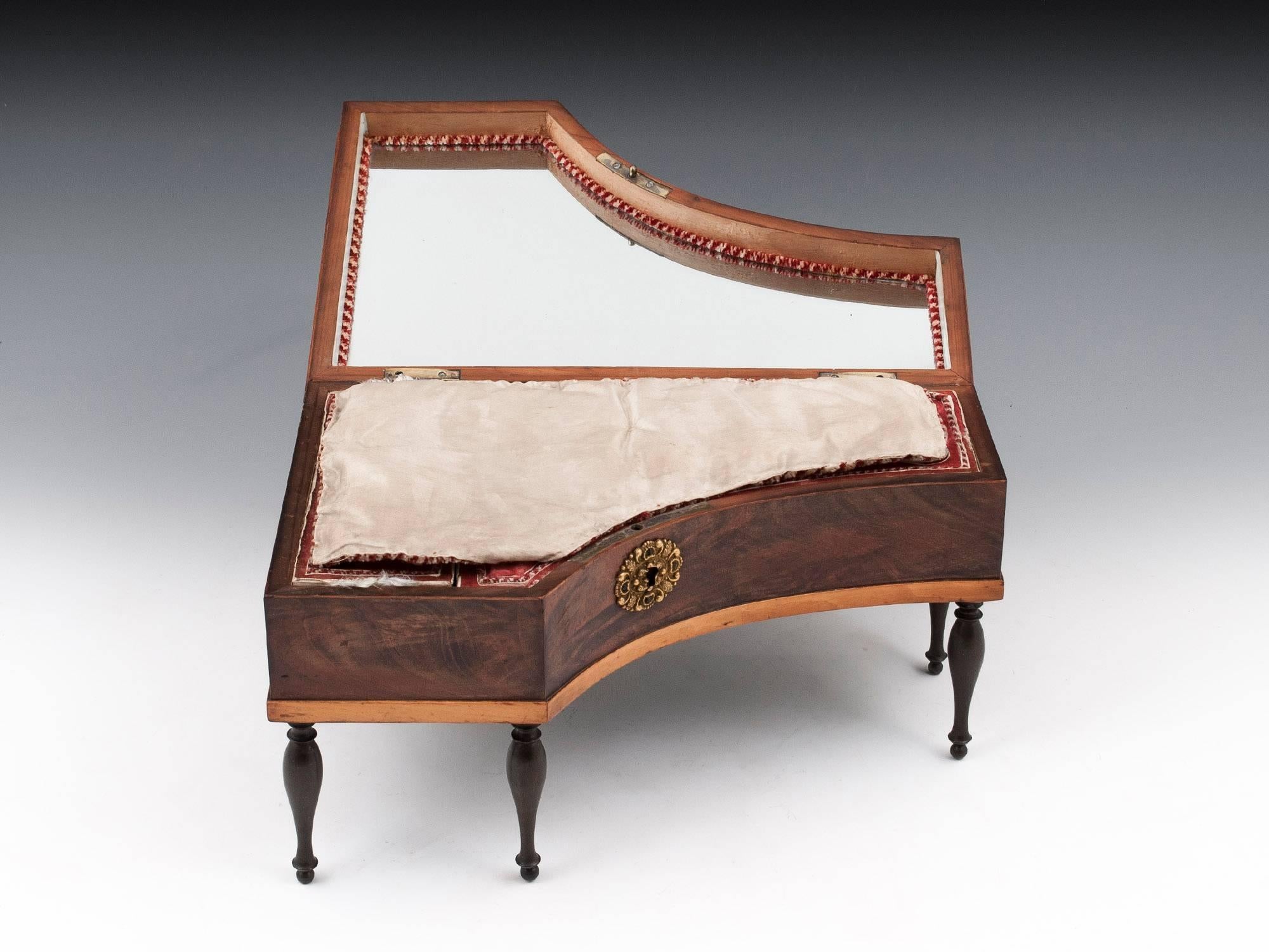 19th Century Antique French Palais Royal Mahogany Sewing Box