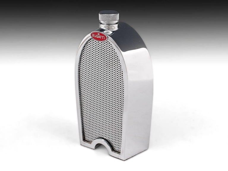 Vintage Bugatti Chrome Radiator Grill Spirit Decanter, circa 1960 at