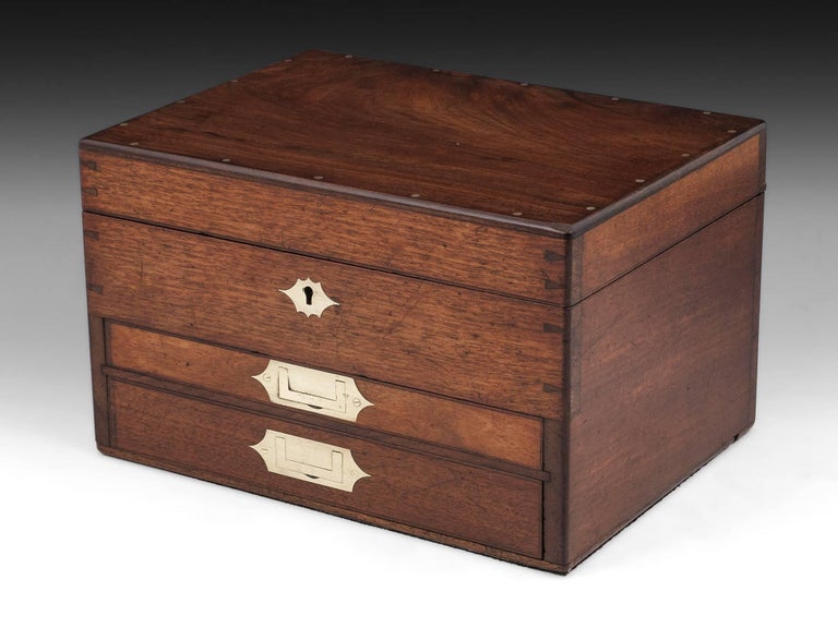 Antique Mahogany Jewelry Box with Velvet Lined Interior, 19th Century
