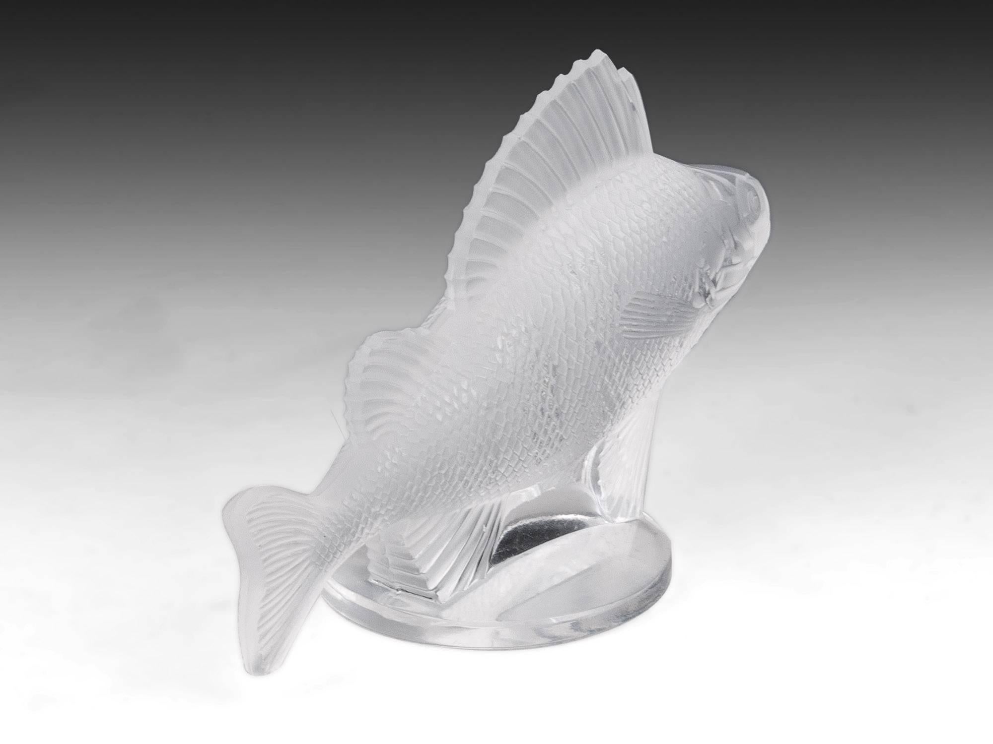 French Lalique Poisson Perch Fish Car Mascot, 20th Century For Sale