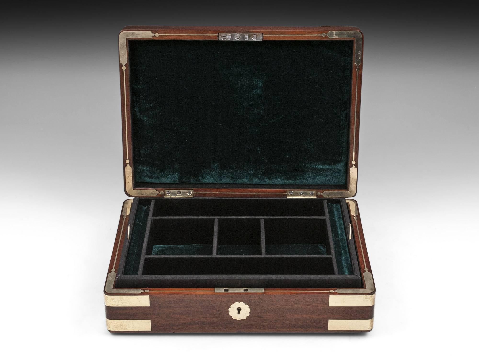 Solid Mahogany Antique Gents Jewelry Box 19th Century 1