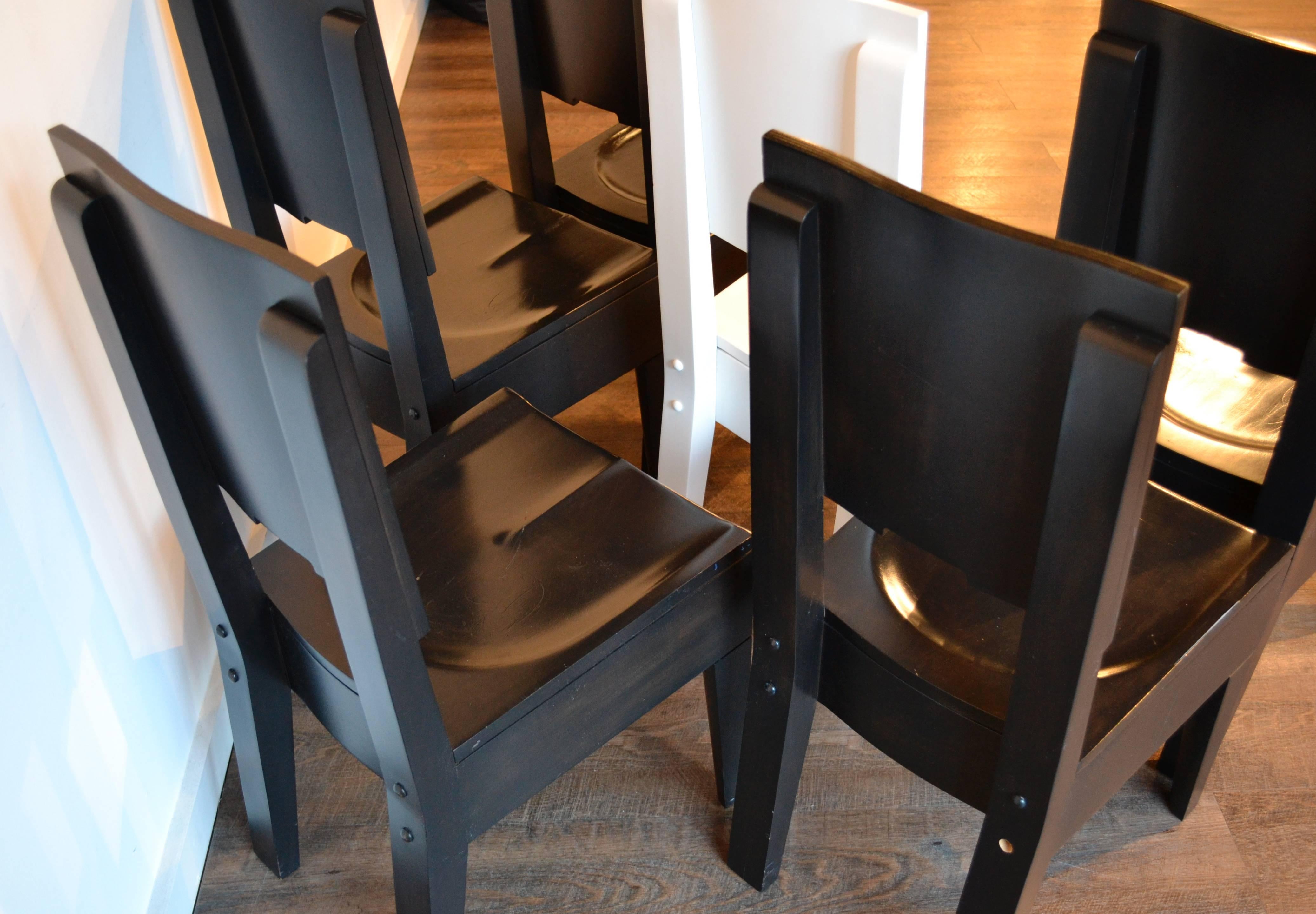 Lacquered Six American Modern Dining Chairs by Artist Roy McMakin