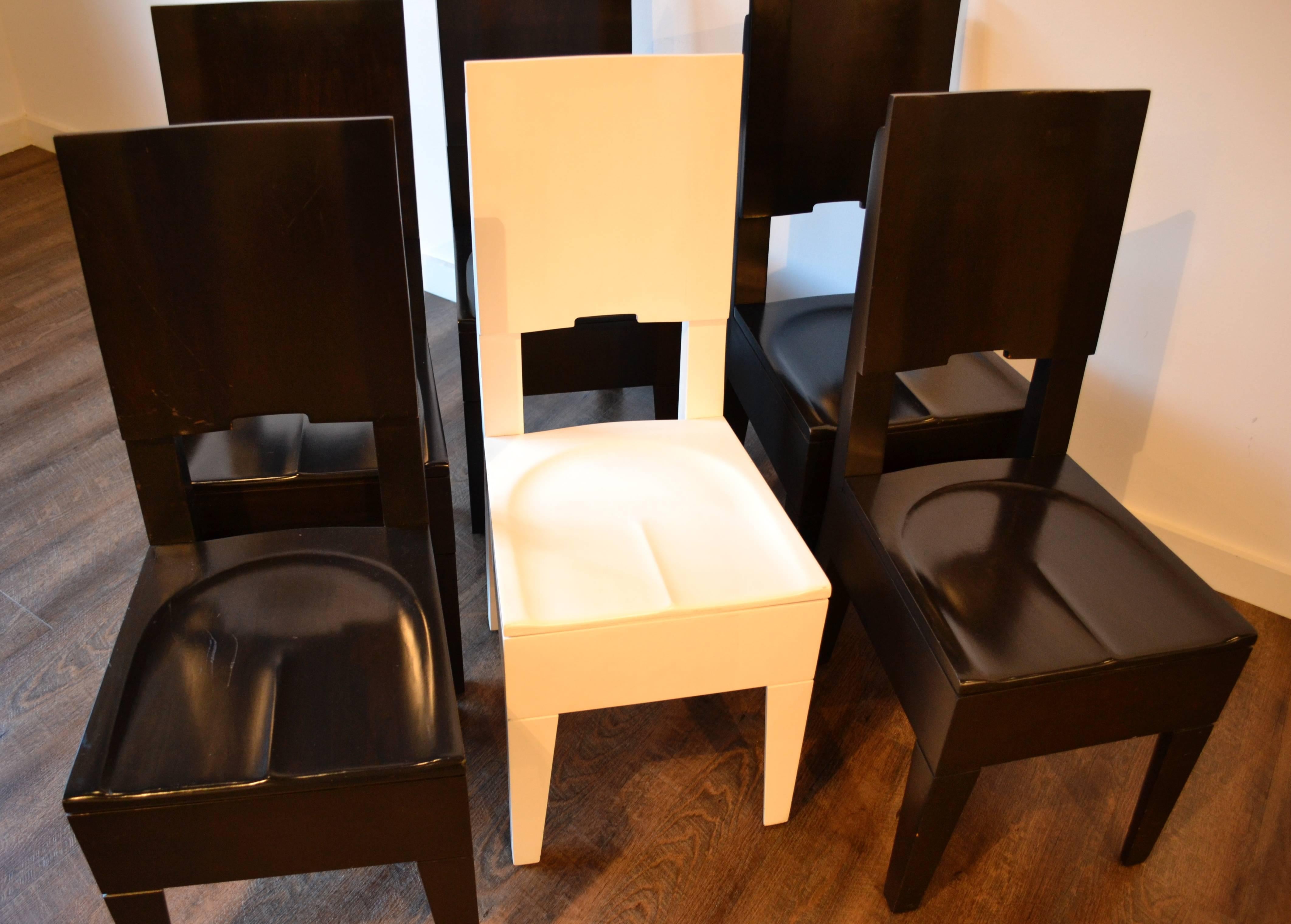 Six American Modern Dining Chairs by Artist Roy McMakin In Excellent Condition In Bedford Hills, NY