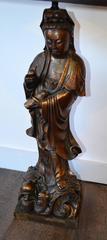 Monumental Asian Female Buddha or Empress Table Lamp, Early 20th Century