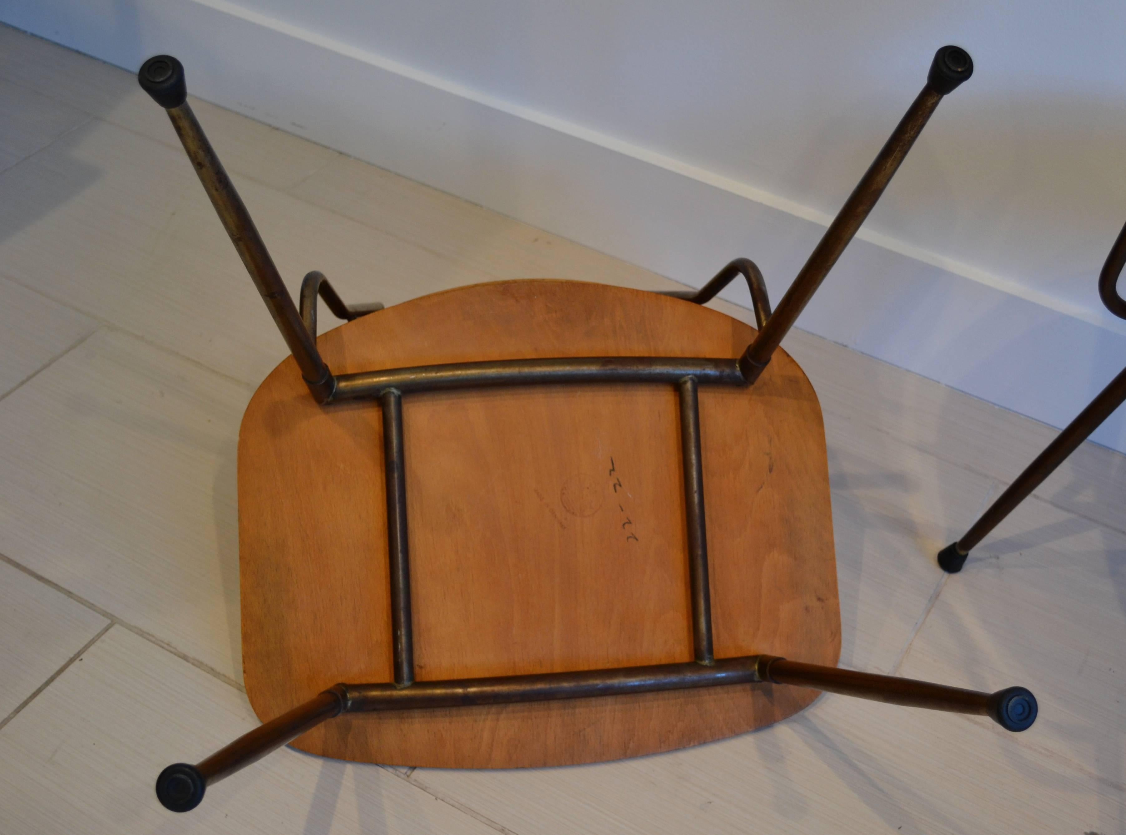 Danish Pair of Børge Mogensen Teak on Steel Frame Side Chairs, Denmark, 1950's