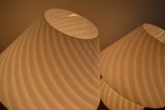 Pair of Vistosi Murano Table Lamps with Matching Glass Shades, circa 1970s