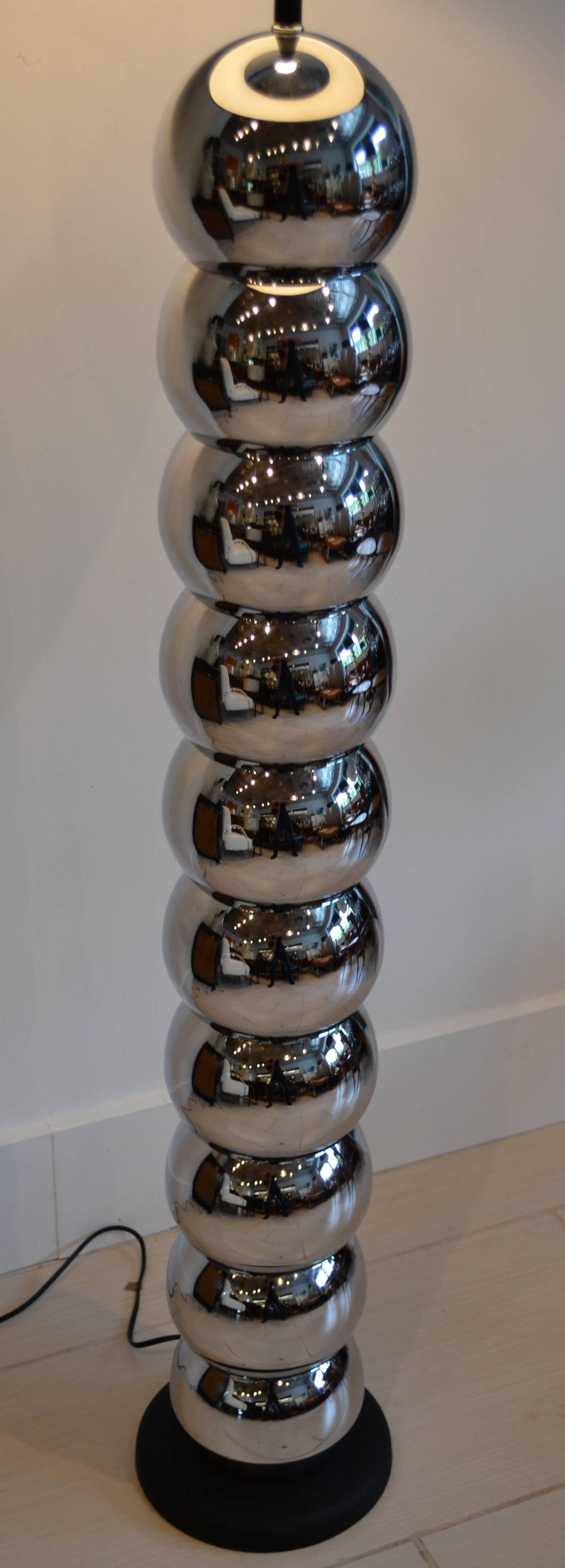 Rare polished chrome stacked ball floor lamp by George Kovacs. In excellent condition. Professionally rewired and ready to go!