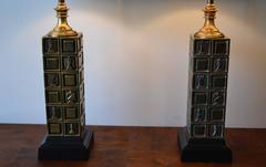 Pair of Brass Chess Piece Table Lamps by Laurel, 1950s