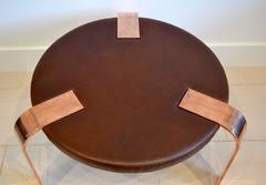 Round Leather and Copper Leg Ottoman or Coffee Table by Donald Deskey, 1930's