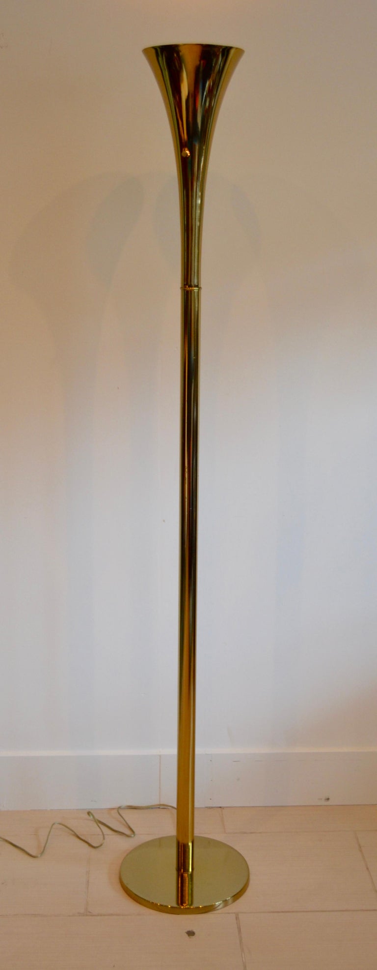 Mid Century Modern Brass Torchiere Floor Lamp by Laurel Lighting ...