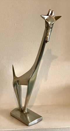 Mid Century Modern Aluminum Giraffe Sculpture by Chris Petersen, 1976