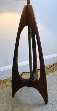 Pair of Teak and Brass Tripod Table Lamps, Mid-Century Modern, Denmark, 1960s