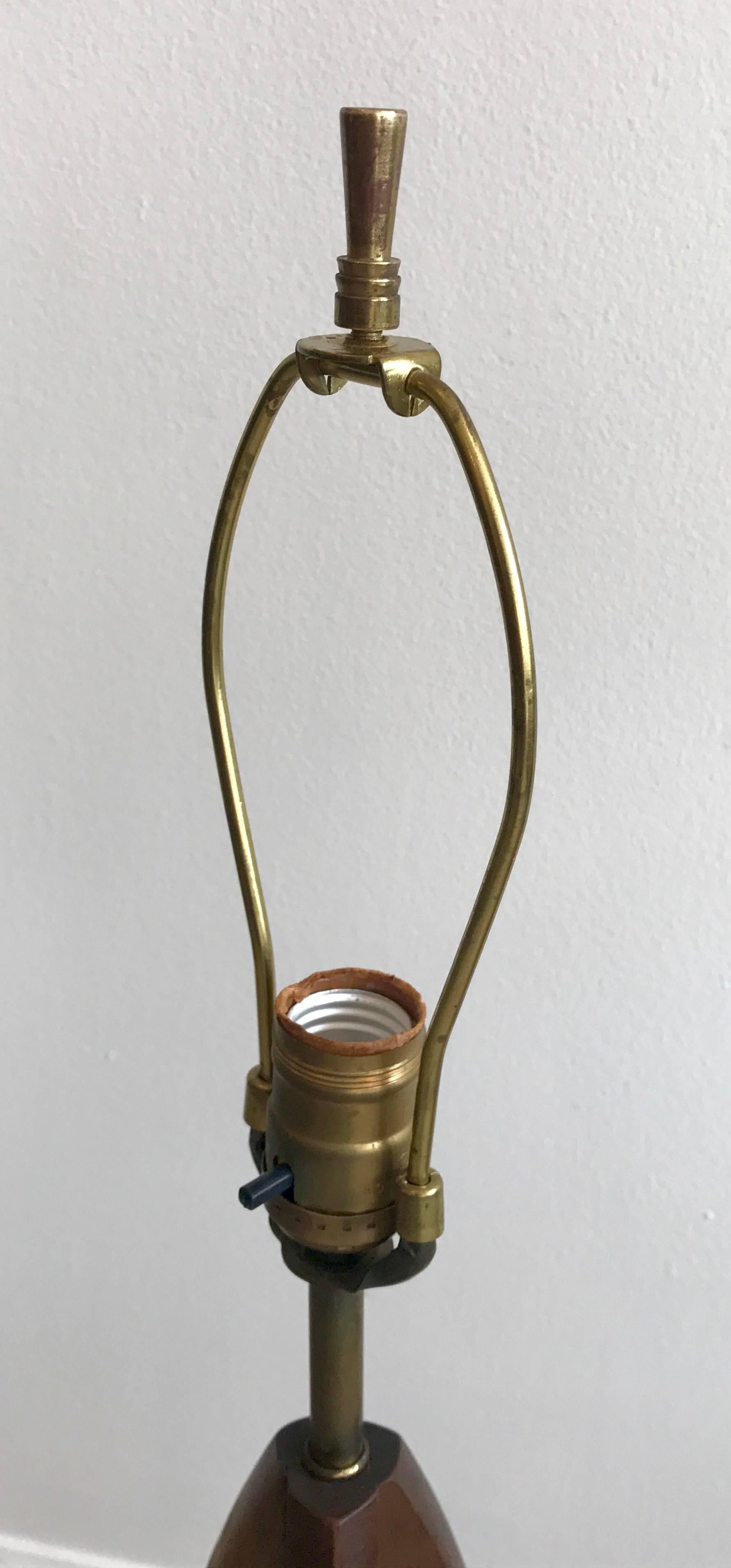 Mid-20th Century Pair of Teak and Brass Tripod Table Lamps, Mid-Century Modern, Denmark, 1960s