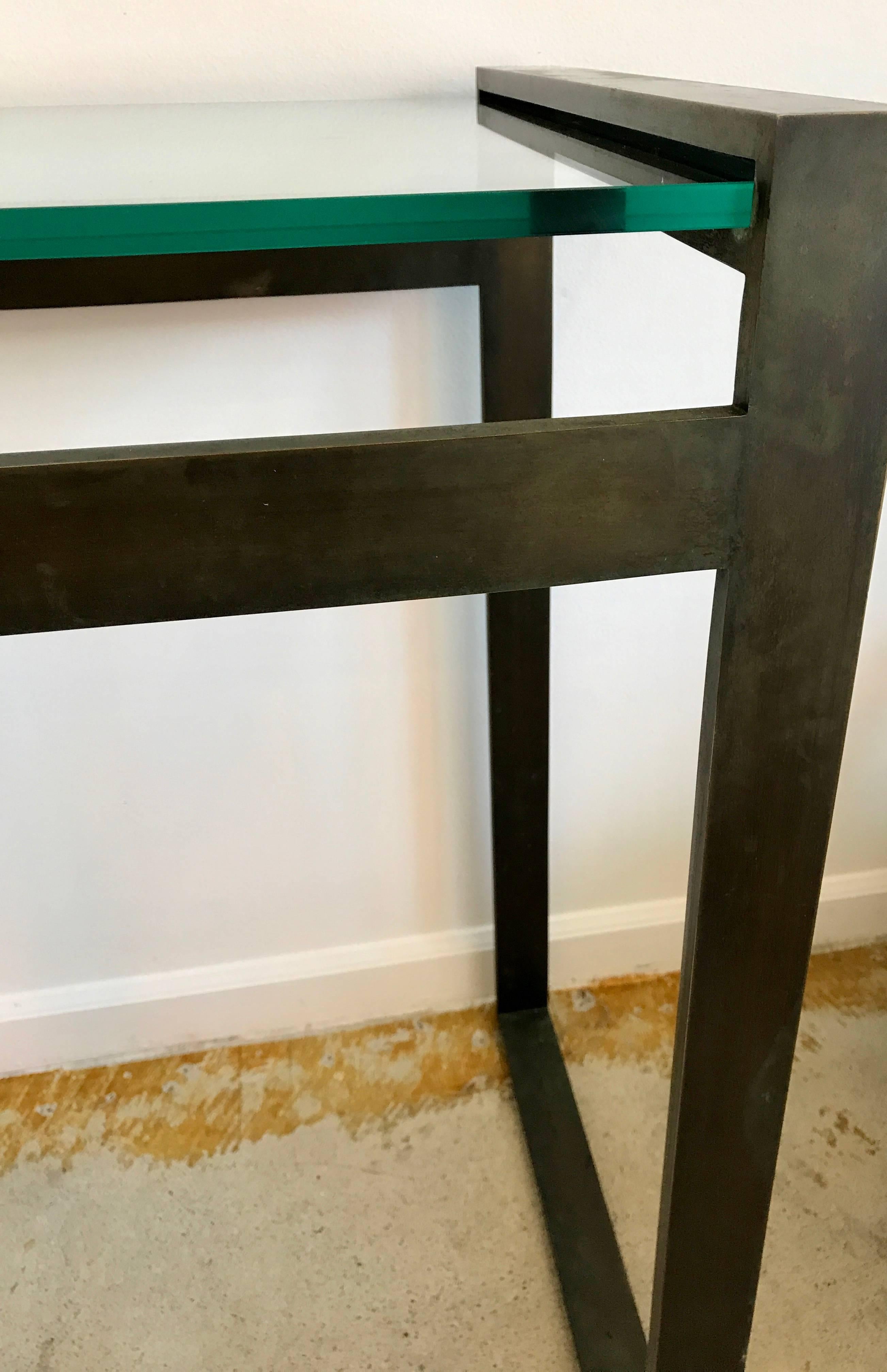 Mid Century Bronze & Glass Console or Foyer Table by Charles Hollis Jones In Good Condition For Sale In Bedford Hills, NY