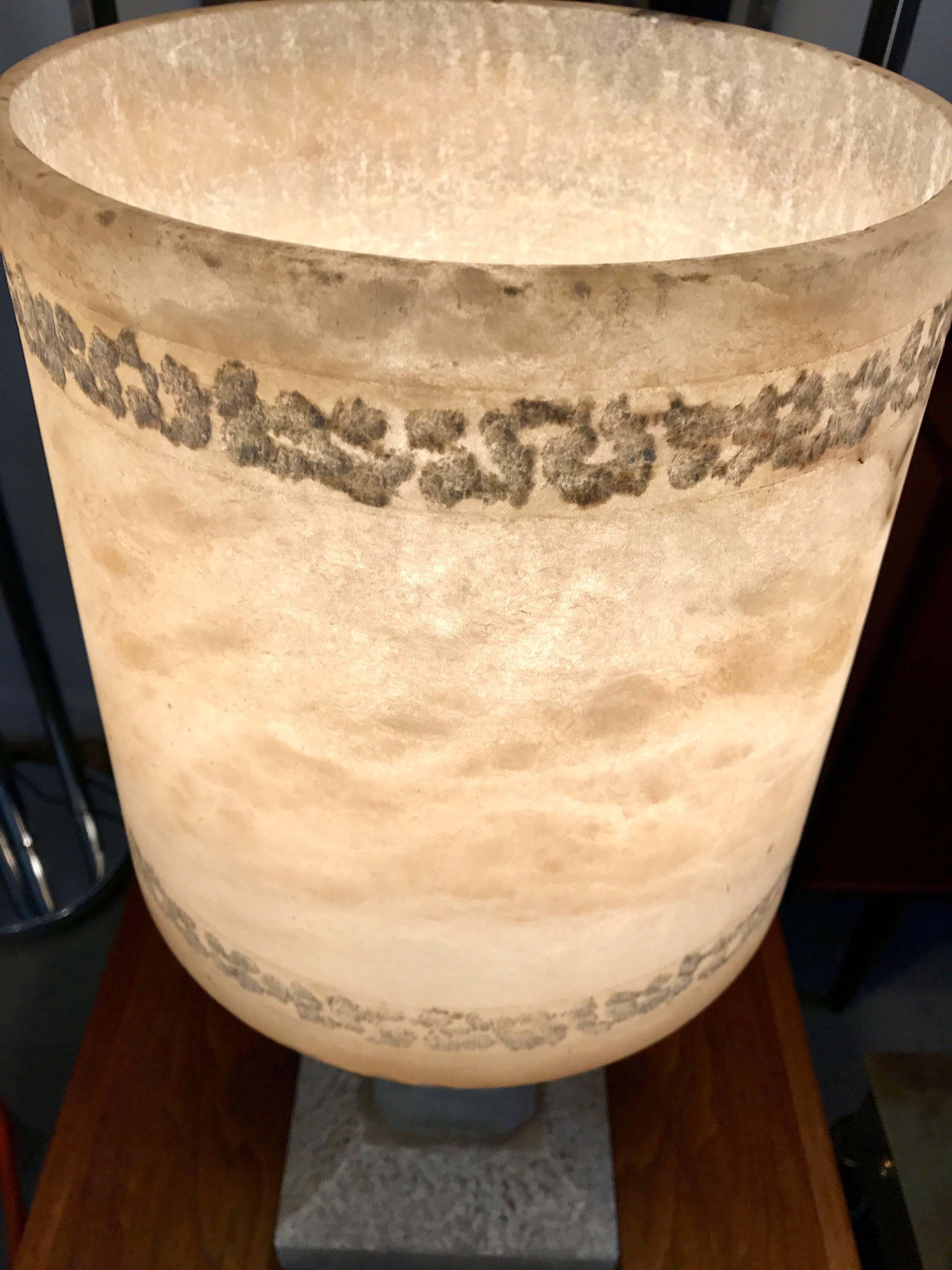 Early 20th Century Egyptian Pharaoh Alabaster Table Lamp with Alabaster Shade 1
